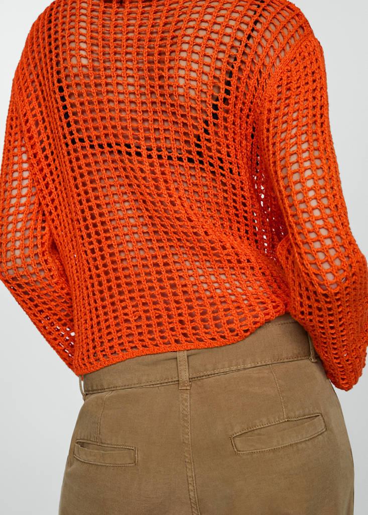 Openwork knit sweater — Orange