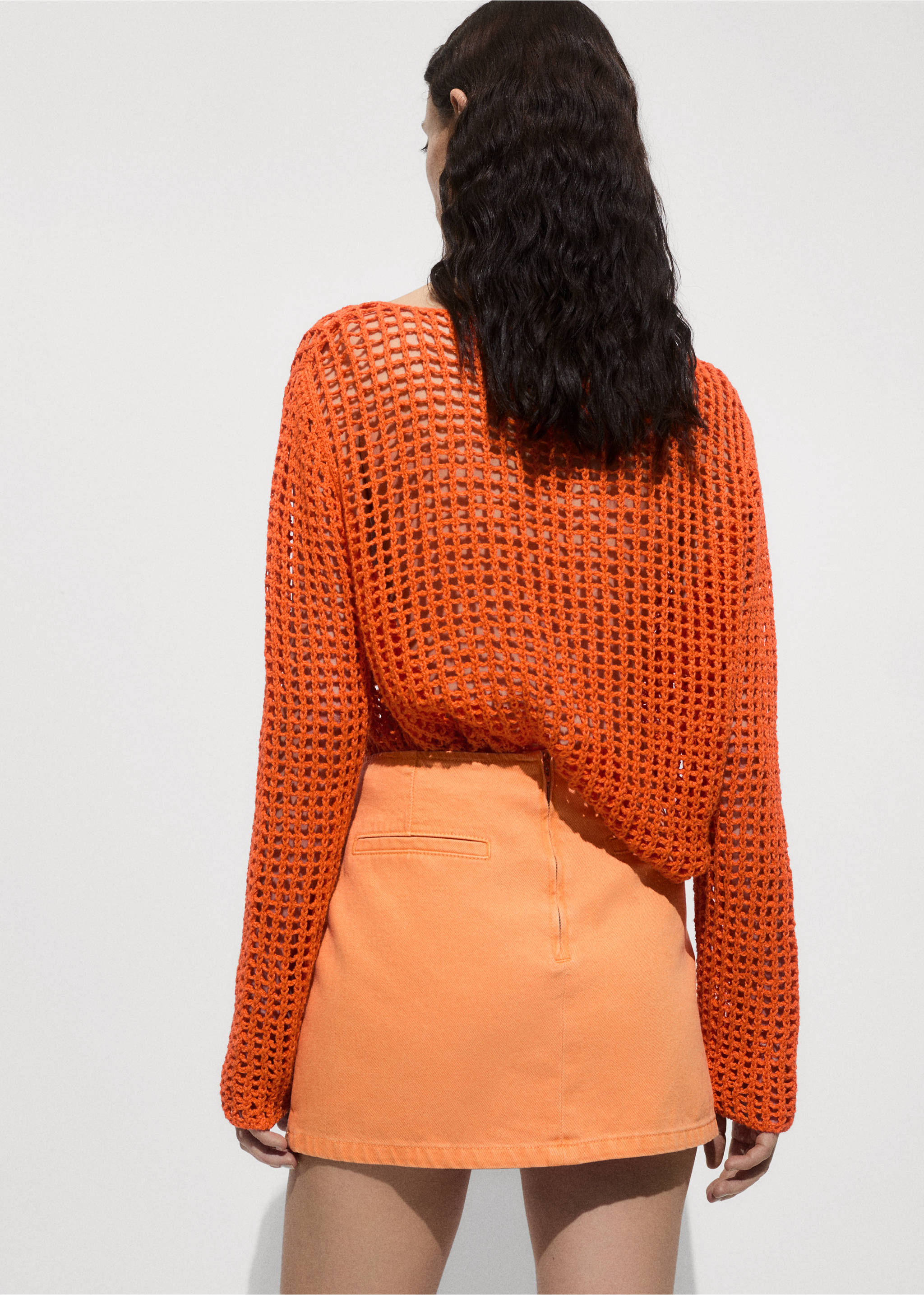 Pull en maille ajourée - Verso de l’article, Orange. Ref: 77010380-00.