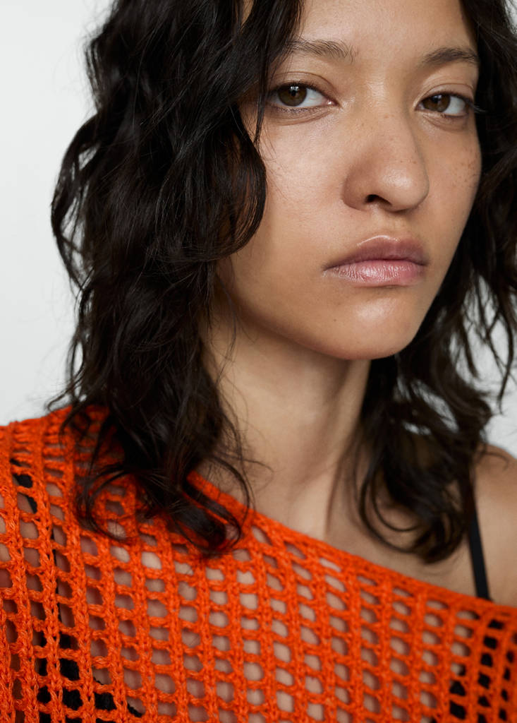 Openwork knit sweater — Orange