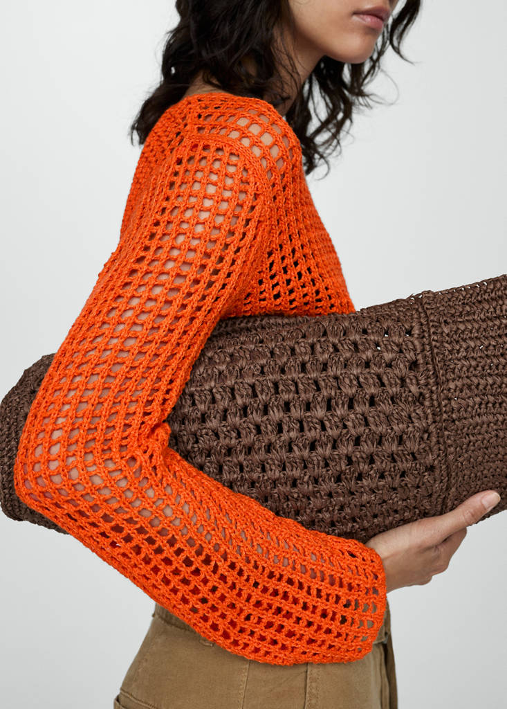 Openwork knit sweater — Orange
