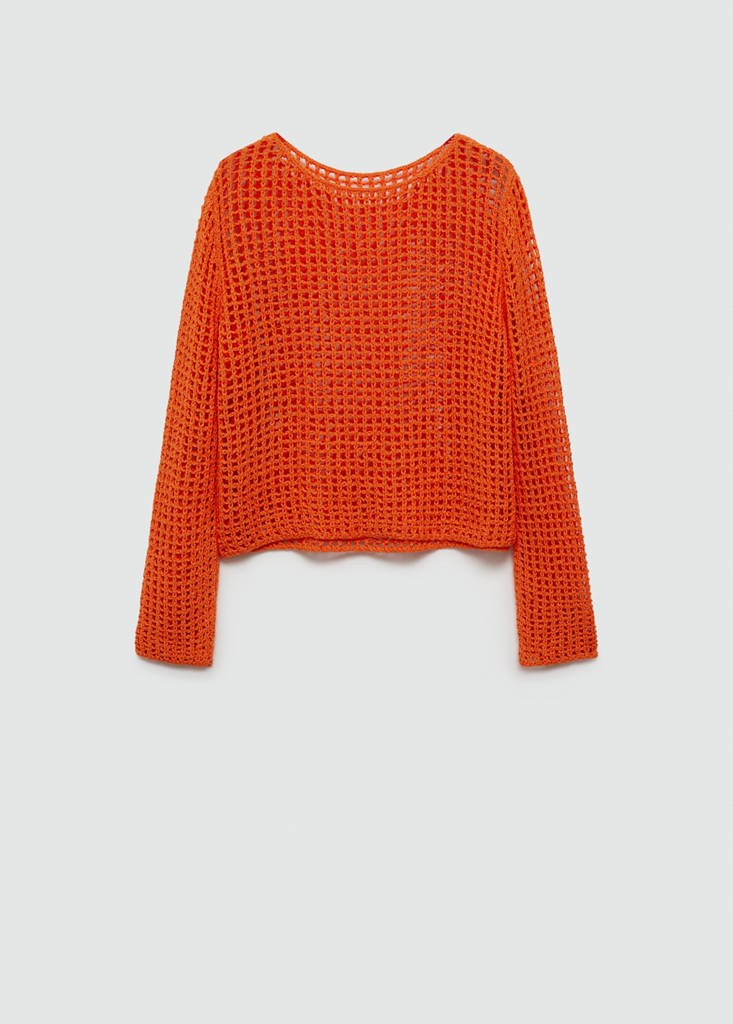 Openwork knit sweater — Orange