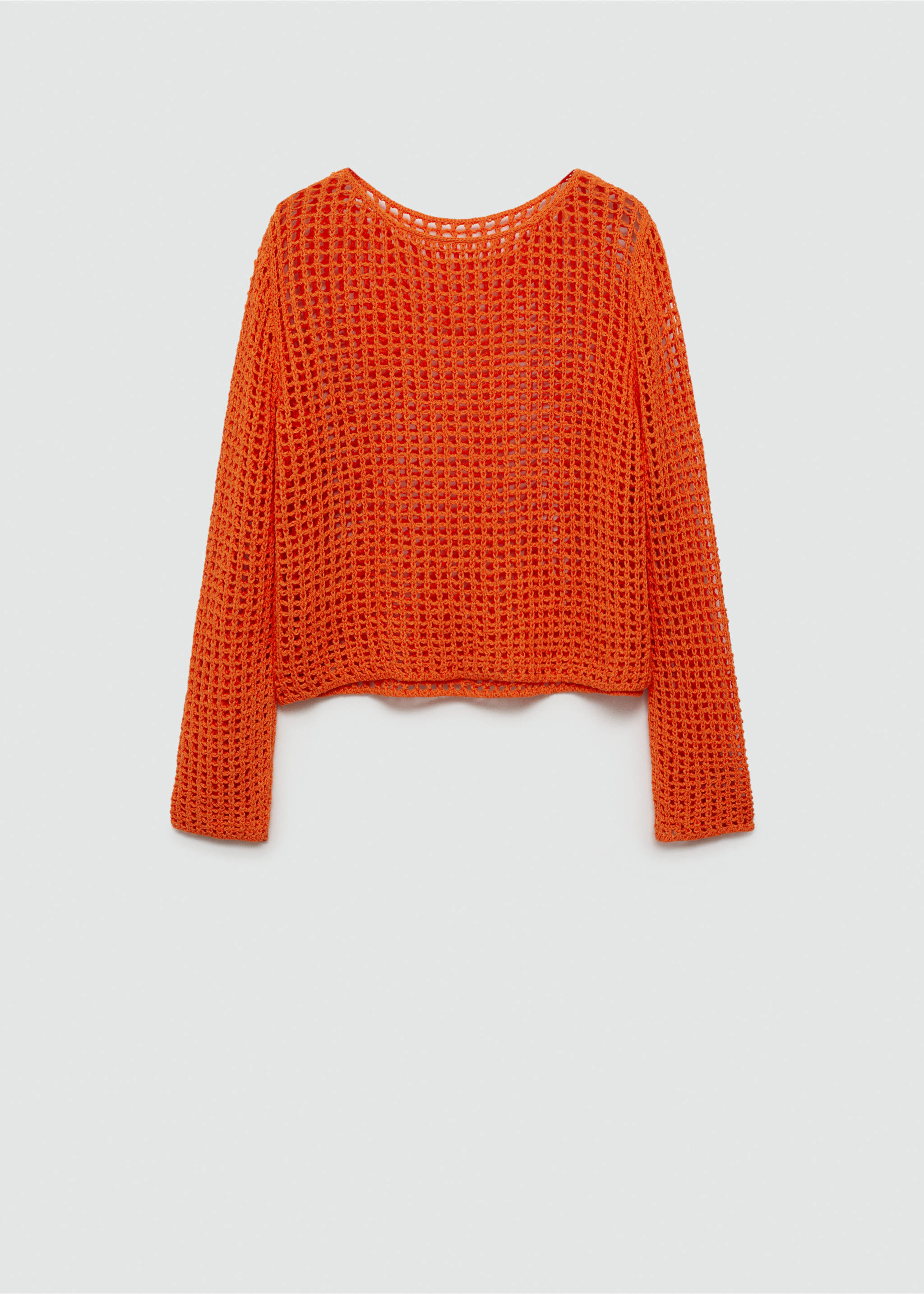 Openwork knit sweater - Article without model, Orange. Ref: 77010380-00.
