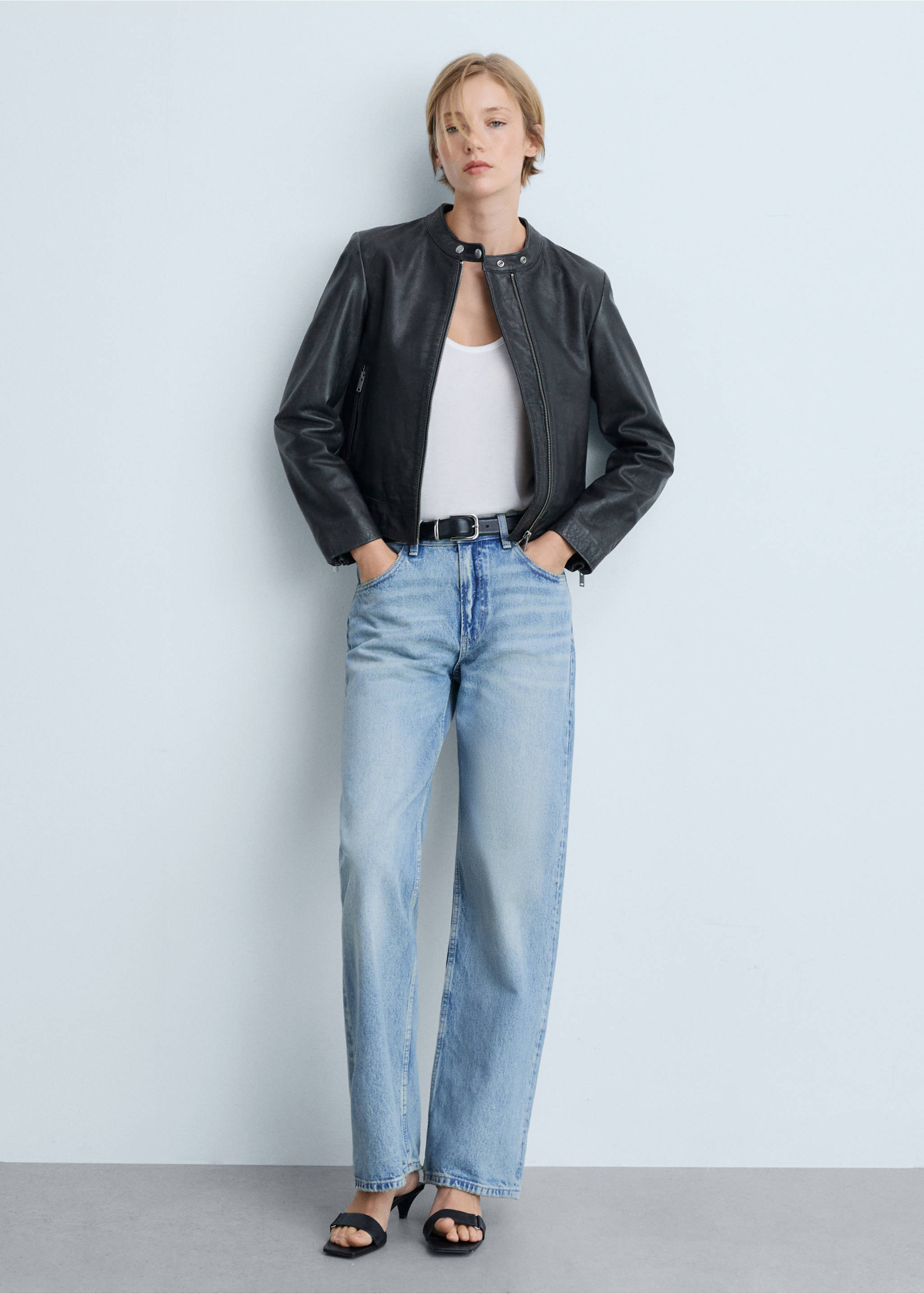 100% leather jacket - General plane, Black. Ref: 77010390-00.