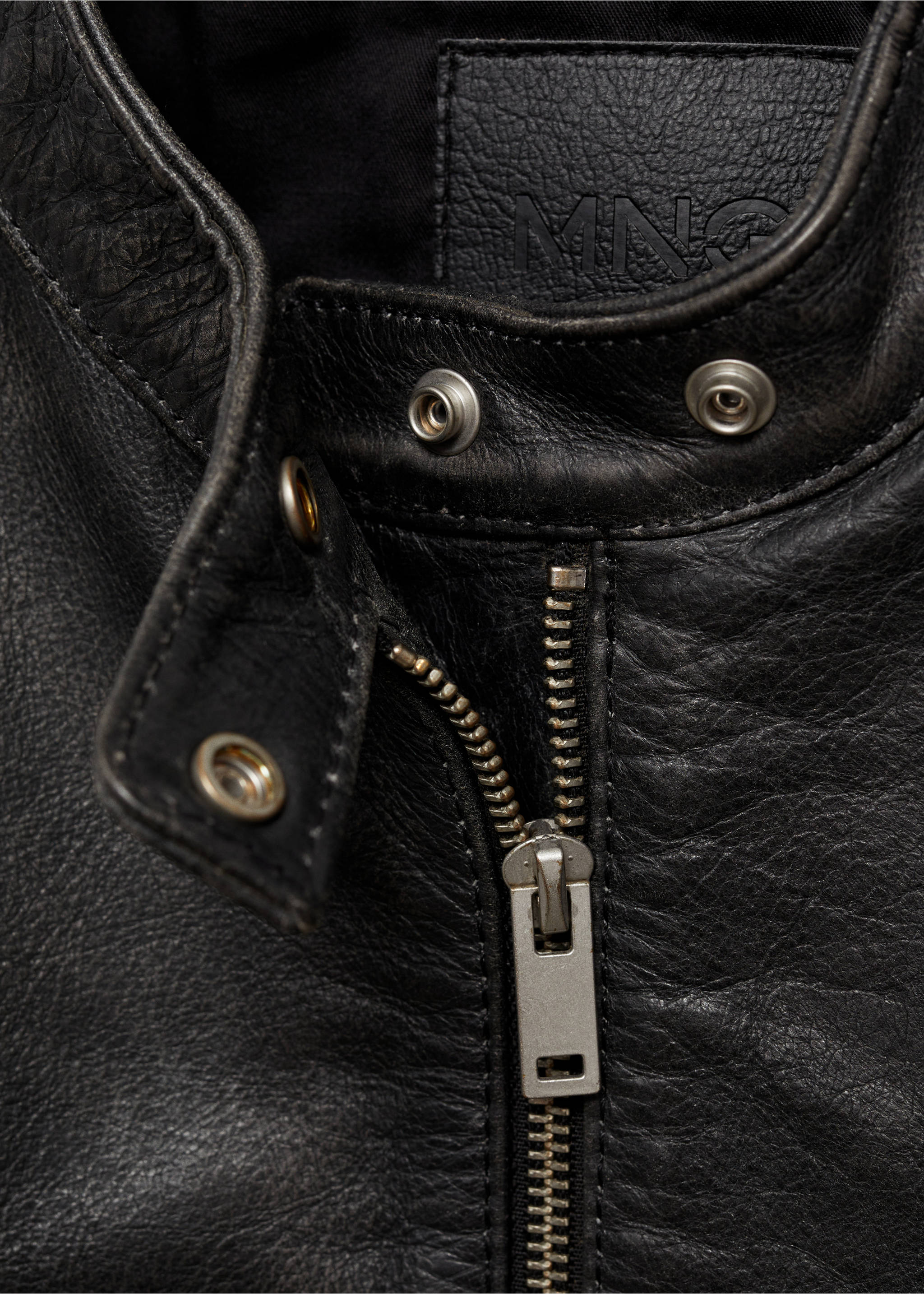 100% leather jacket - Details of the article 8, Black. Ref: 77010390-00.