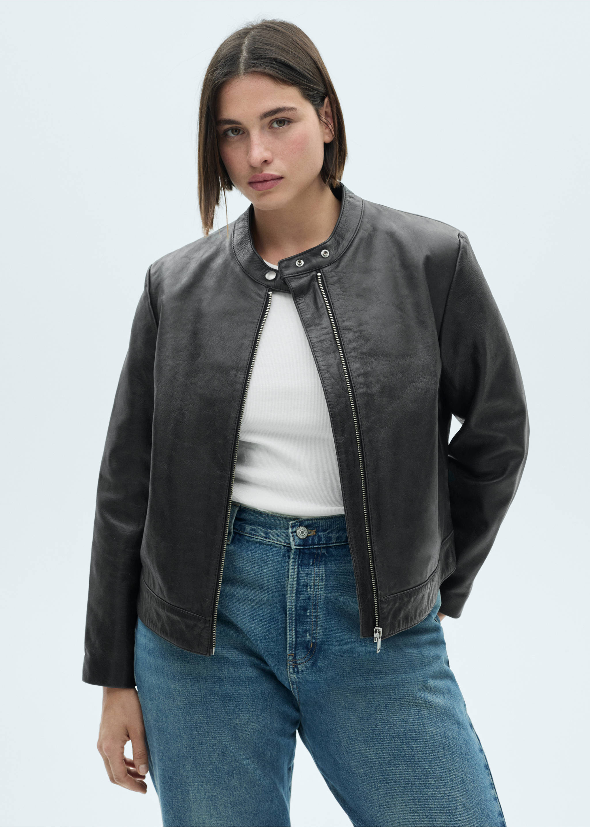 100% leather jacket - Details of the article 5, Black. Ref: 77010390-00.