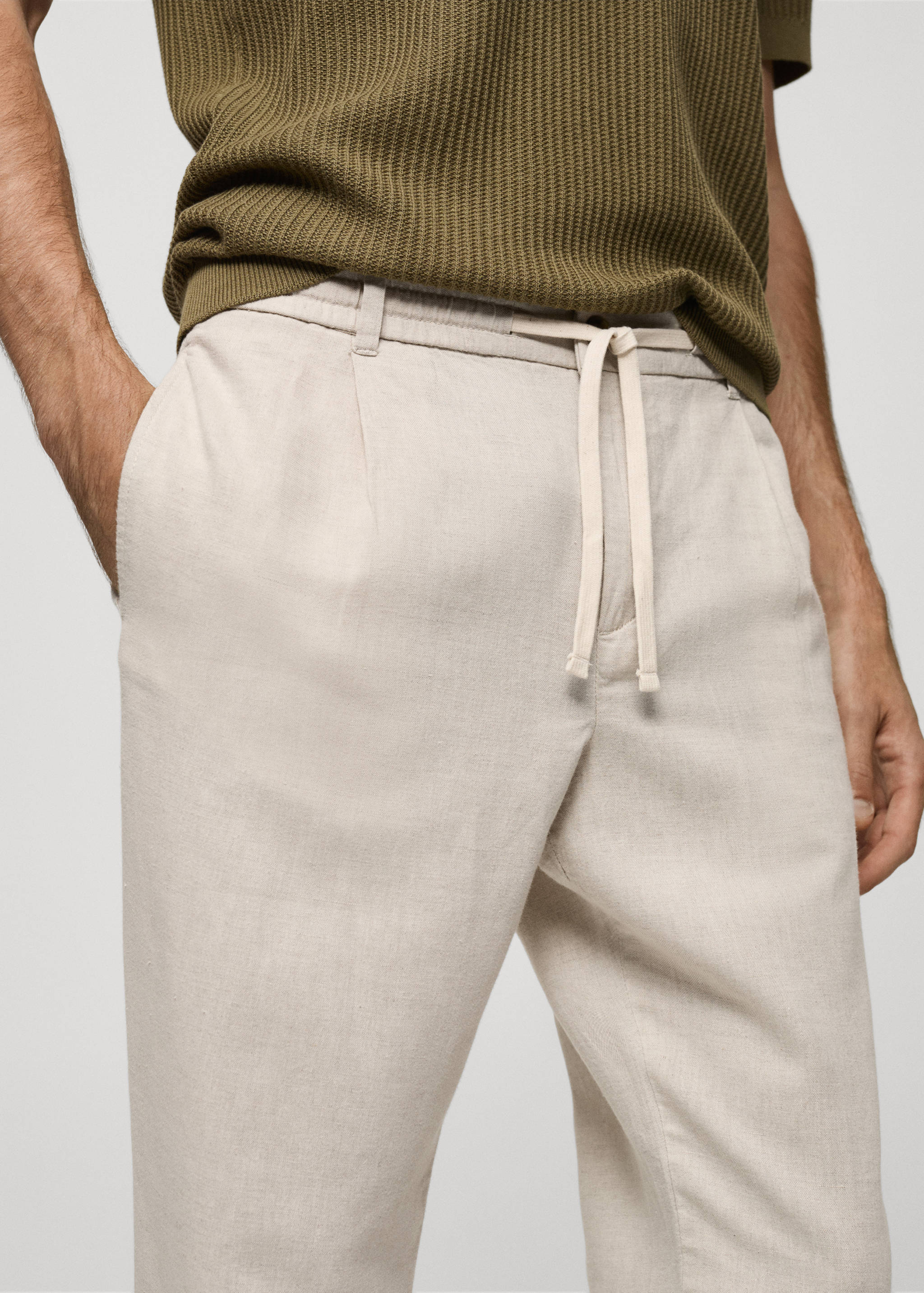 Pantalon slim fit lin cordon - Détail de l'article 1