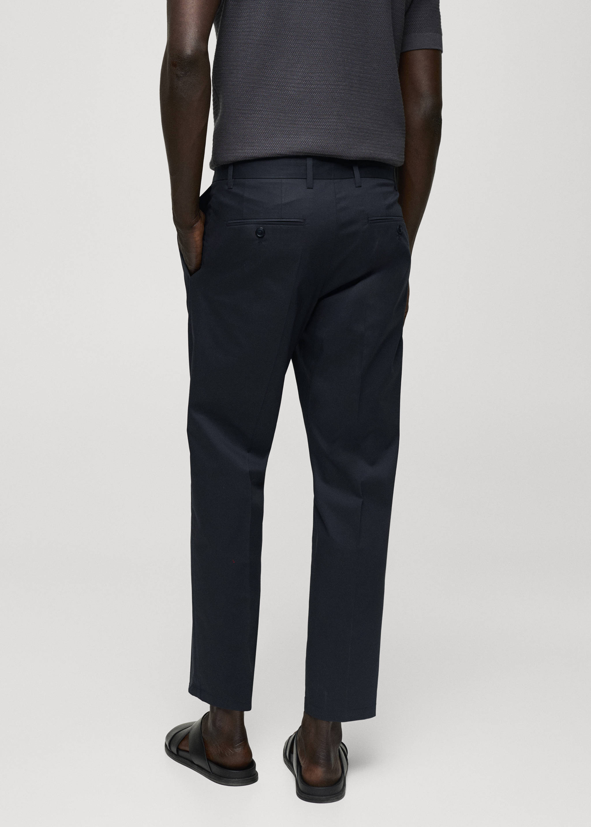 Slim-fit cotton pleated trousers - Reverse of the article