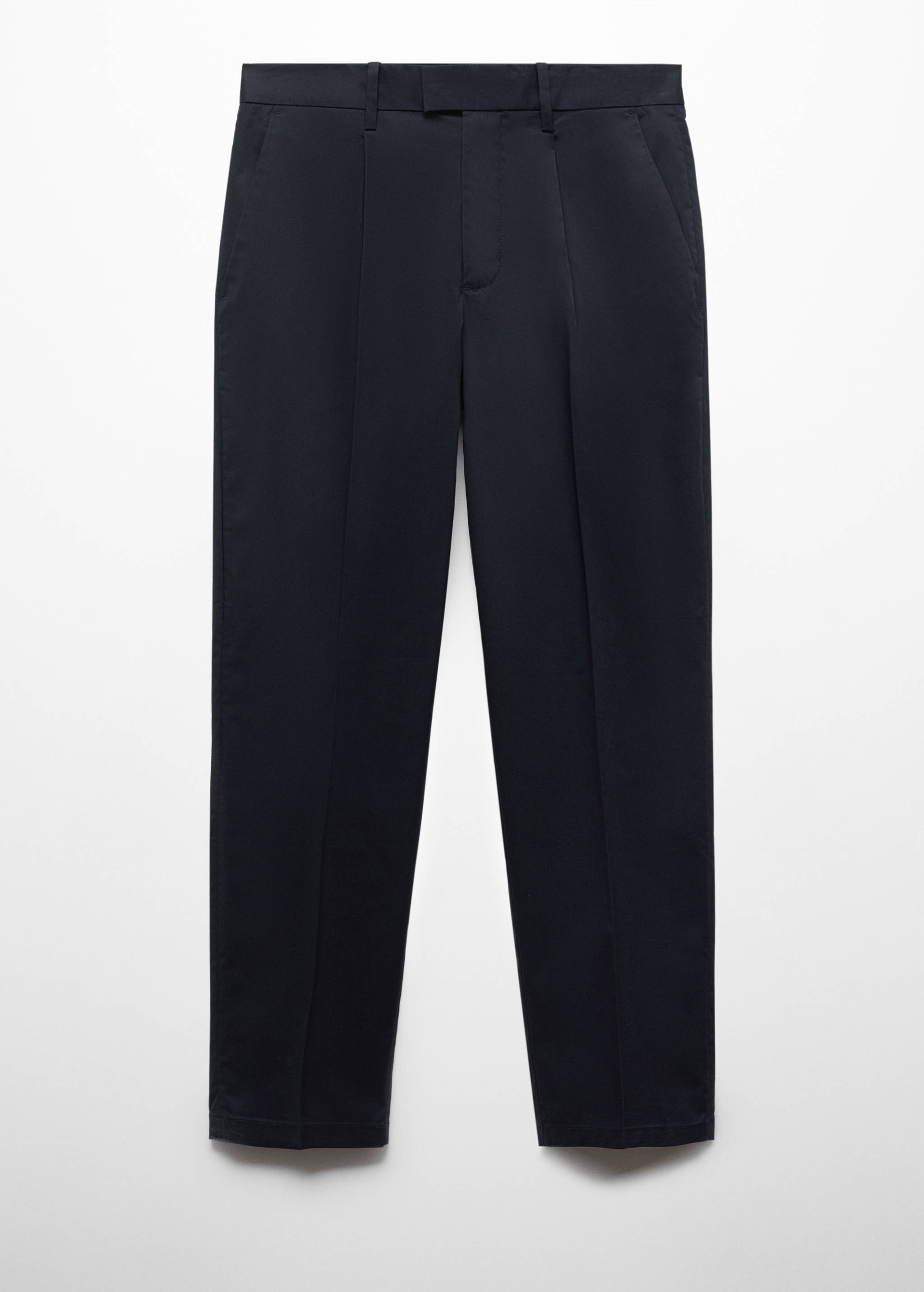Slim-fit cotton pleated trousers - Article without model