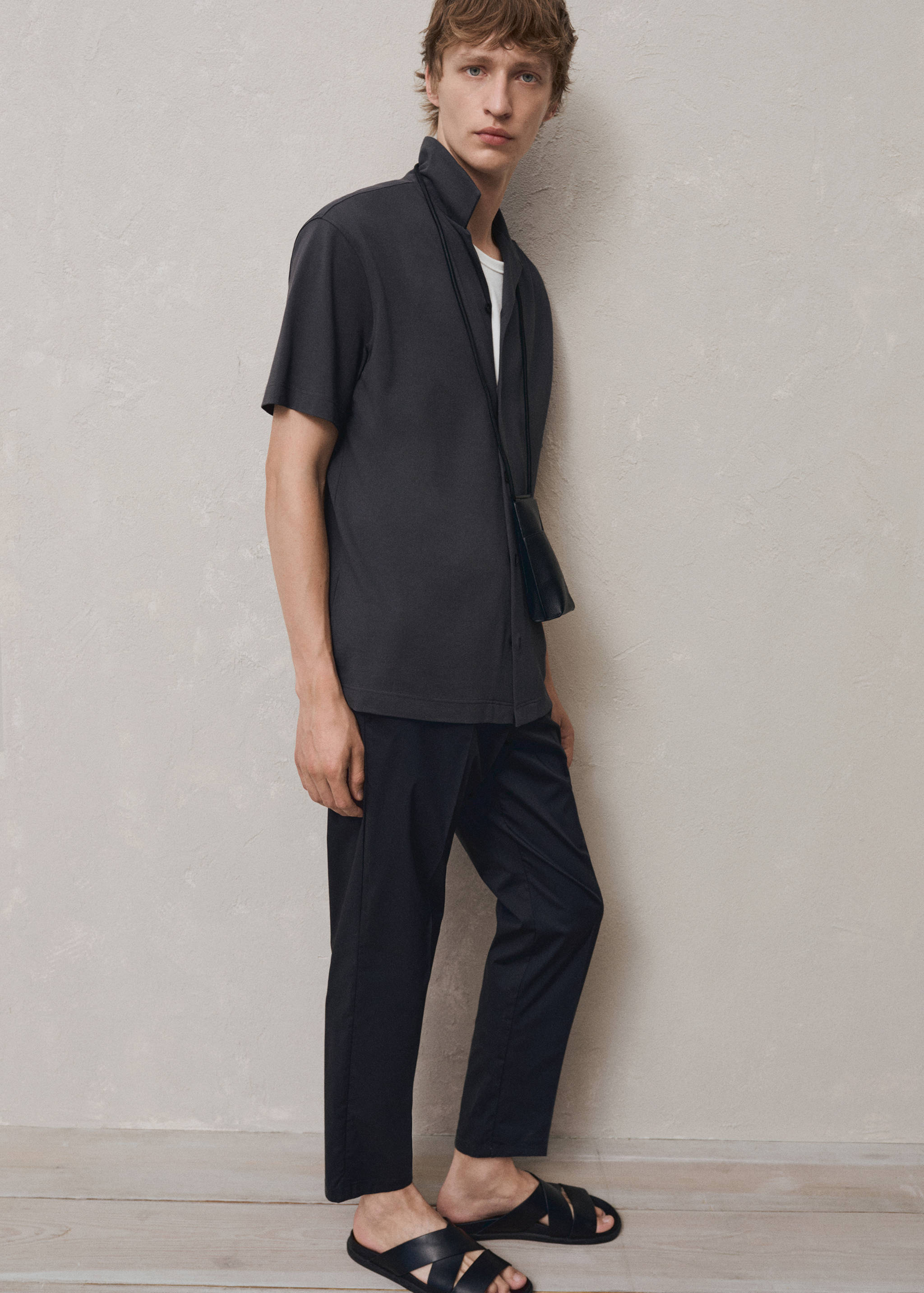 Slim-fit cotton pleated pants - Details of the article 5