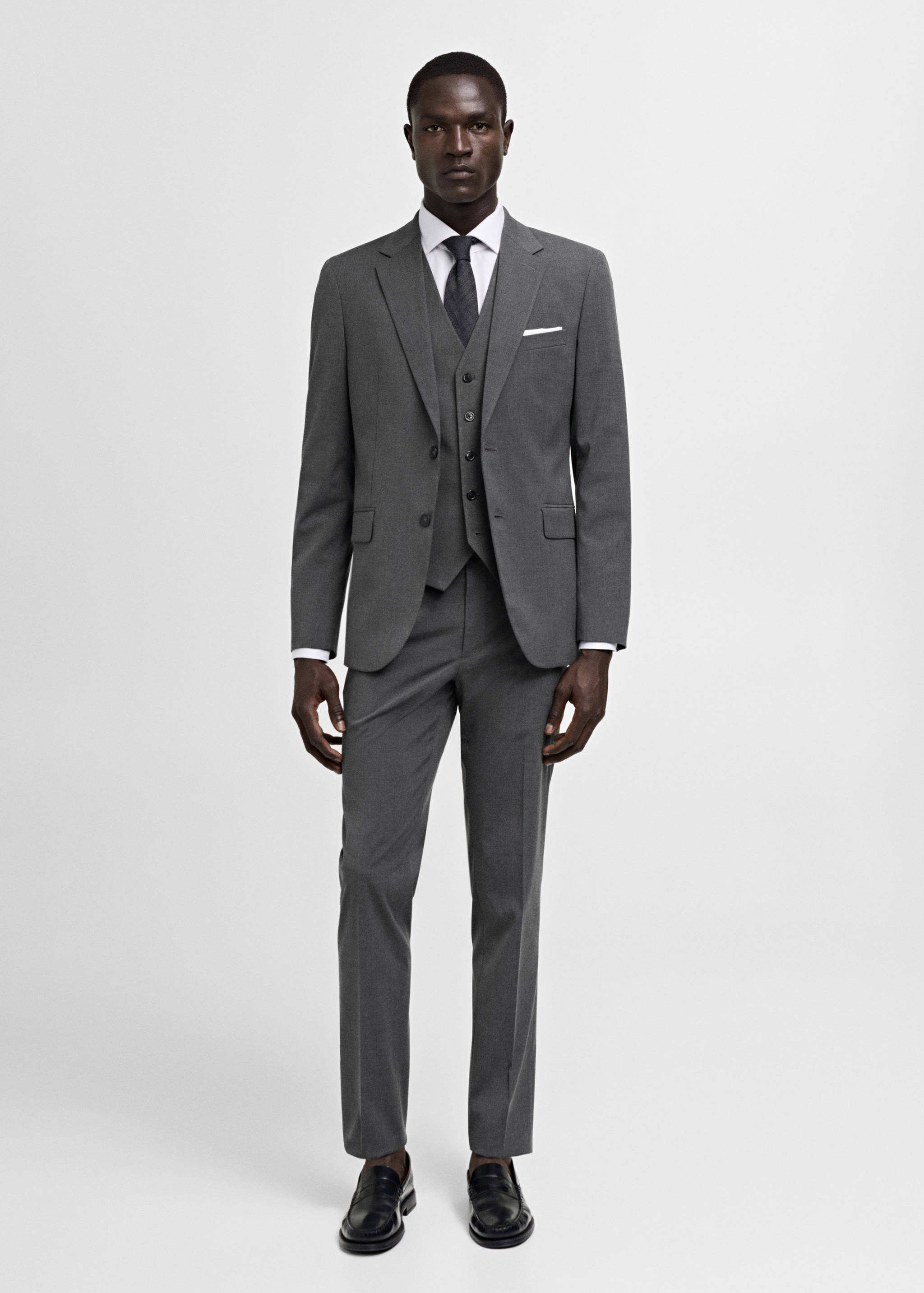 Stretch-fabric slim-fit suit trousers - General plane