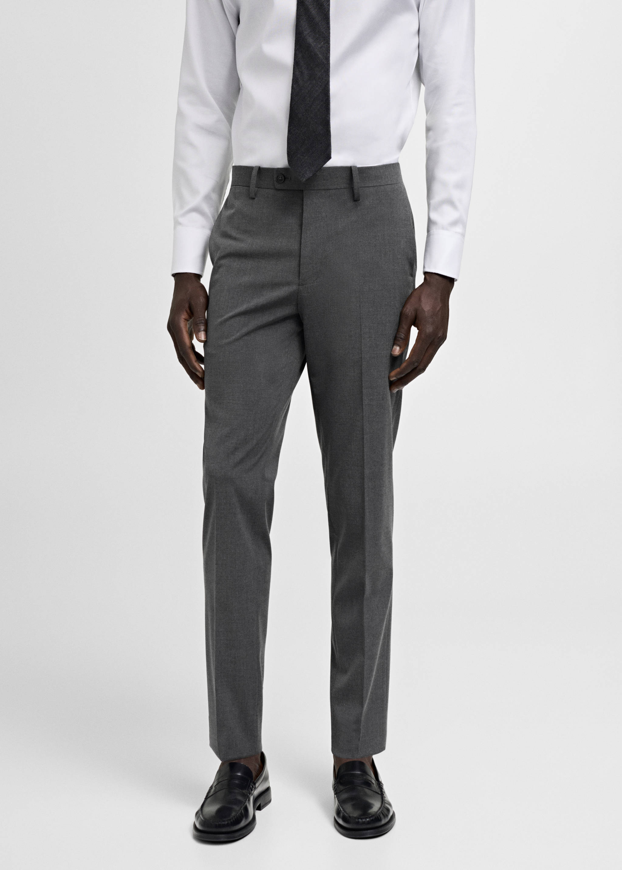 Stretch-fabric slim-fit suit trousers - Medium plane