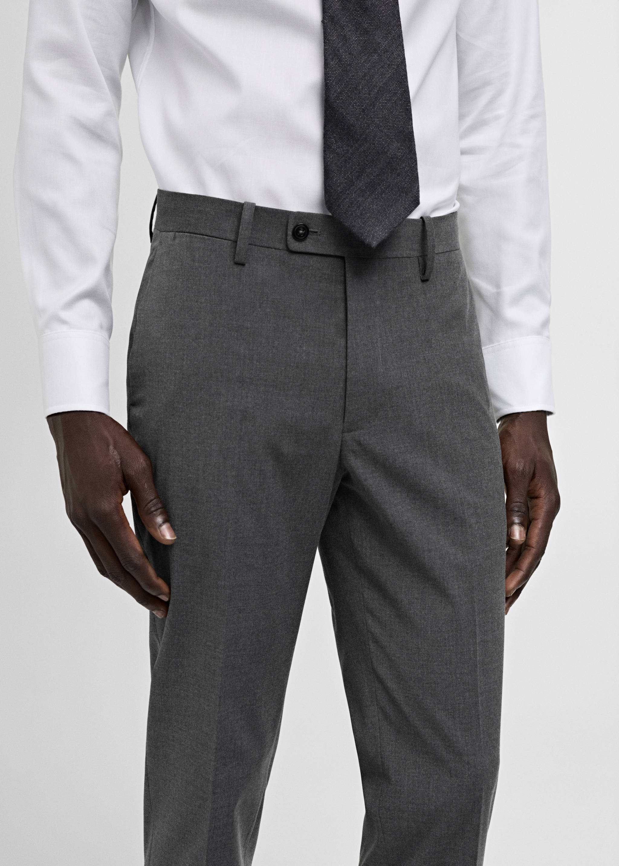 Stretch-fabric slim-fit suit trousers - Details of the article 3