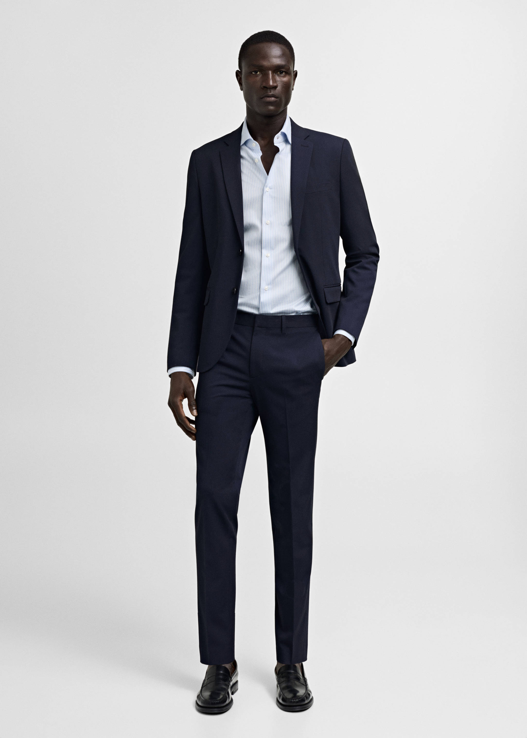 Stretch fabric super slim-fit suit trousers - General plane