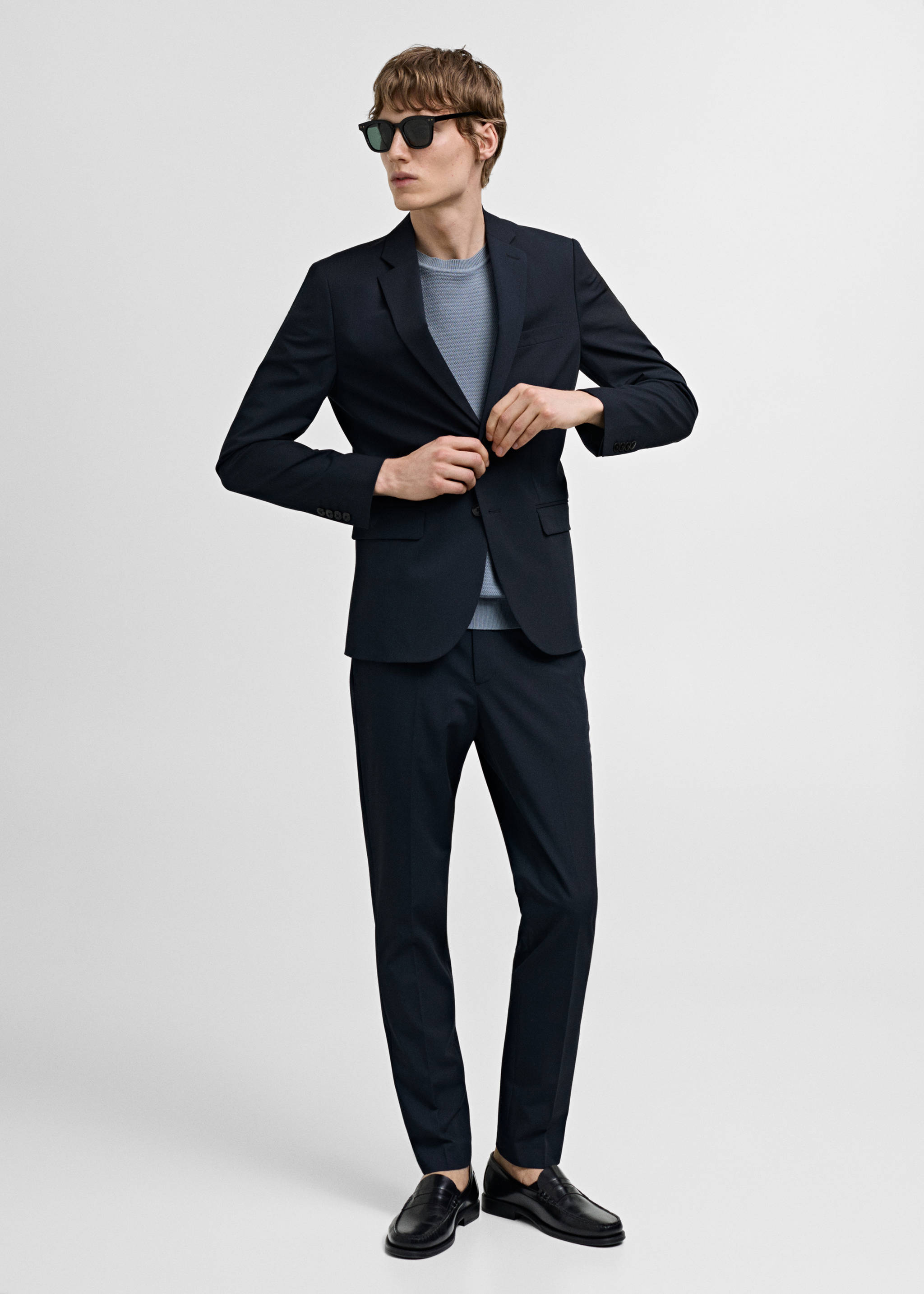 Stretch fabric super slim-fit suit trousers - General plane