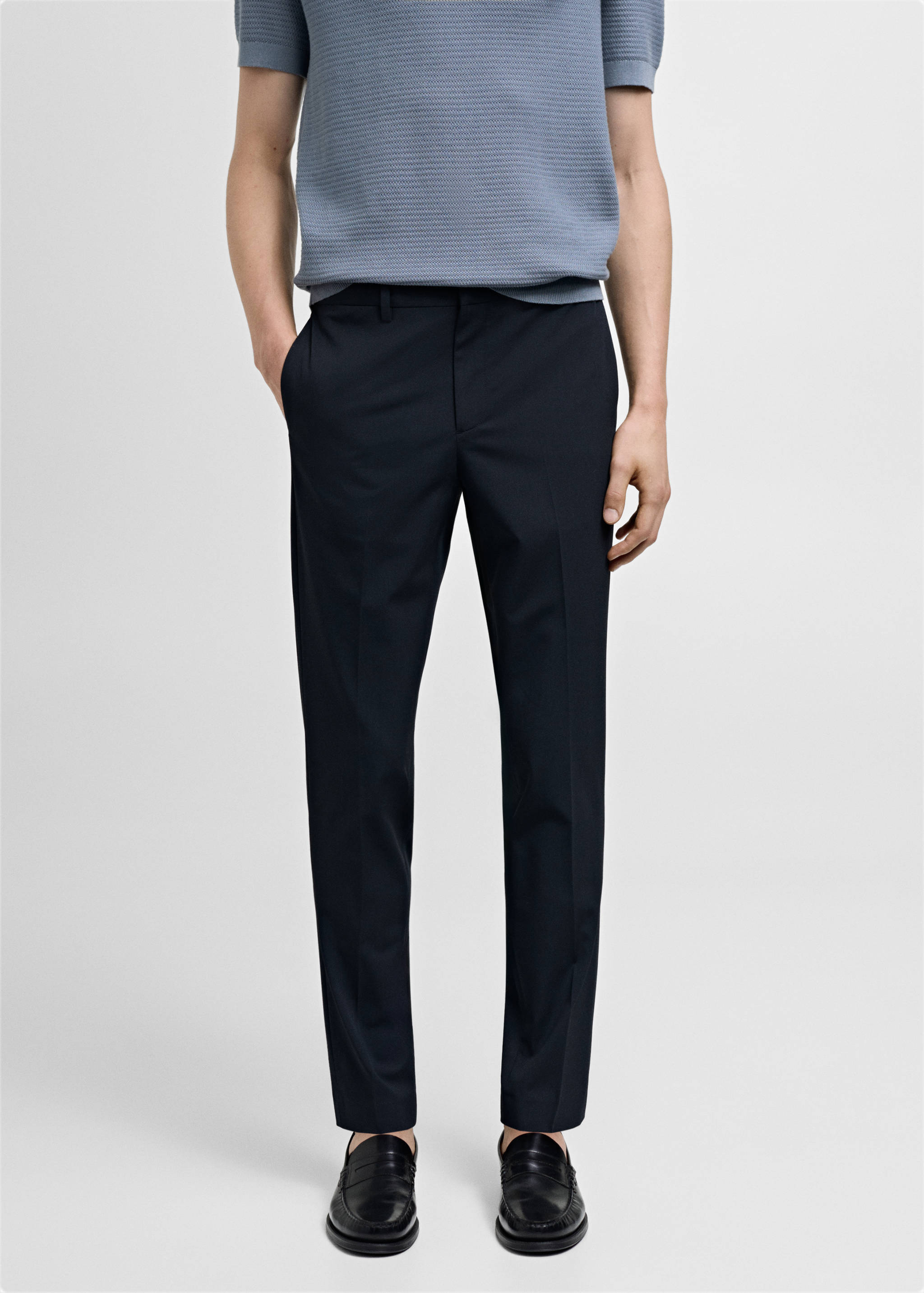 Stretch fabric super slim-fit suit trousers - Medium plane