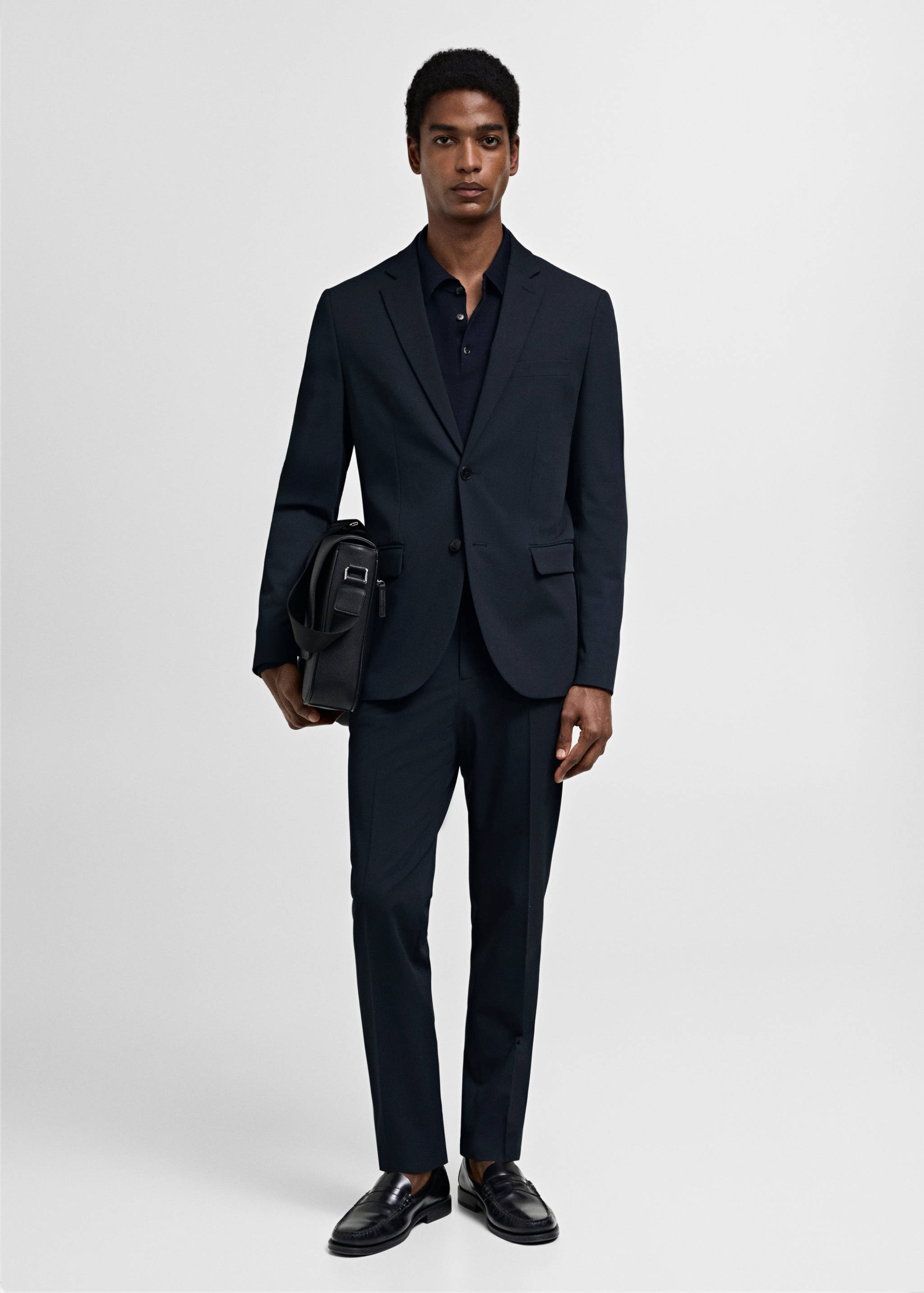 Stretch fabric super slim-fit suit trousers - General plane