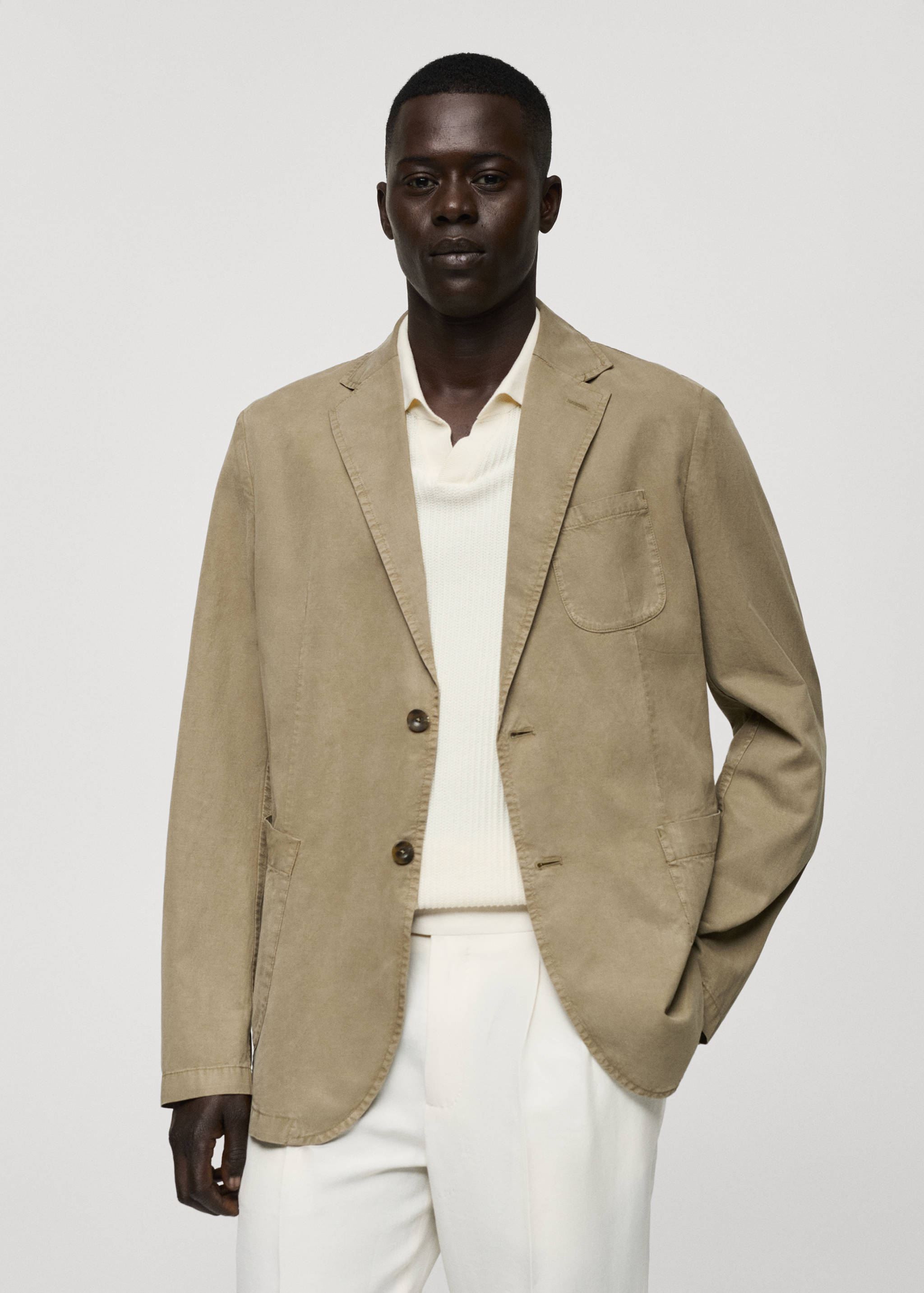 Americana lino algodón efecto lavado - Plano medio