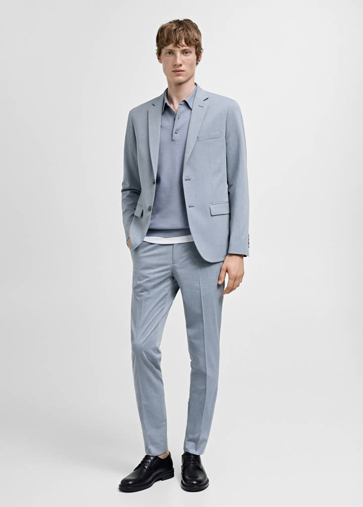 Super slim-fit suit jacket in stretch fabric — Sky Blue