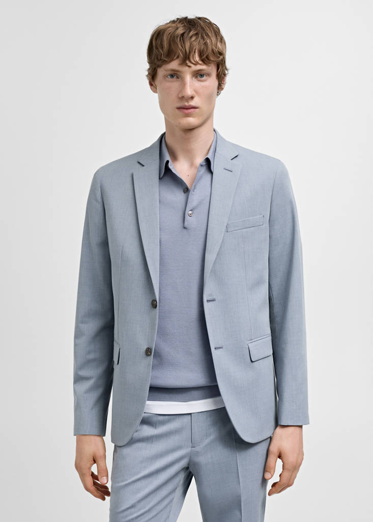 Super slim-fit suit jacket in stretch fabric — Sky Blue