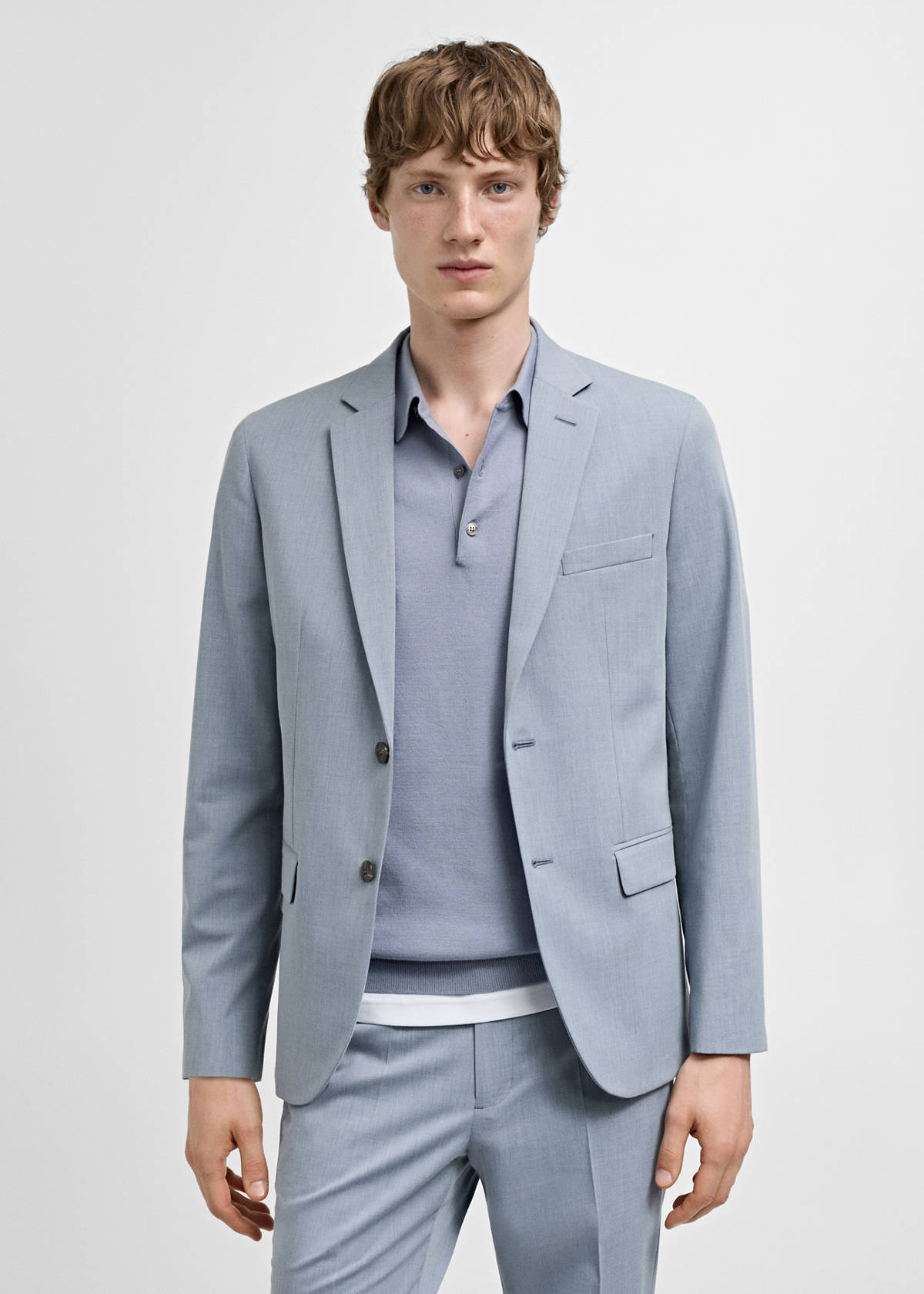Super slim-fit suit jacket in stretch fabric — Sky Blue
