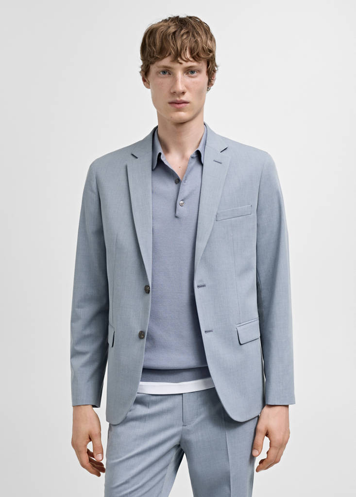 Super slim-fit suit jacket in stretch fabric — Sky Blue
