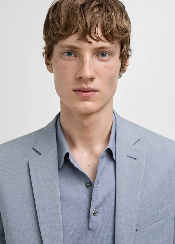 Super slim-fit suit jacket in stretch fabric — Sky Blue