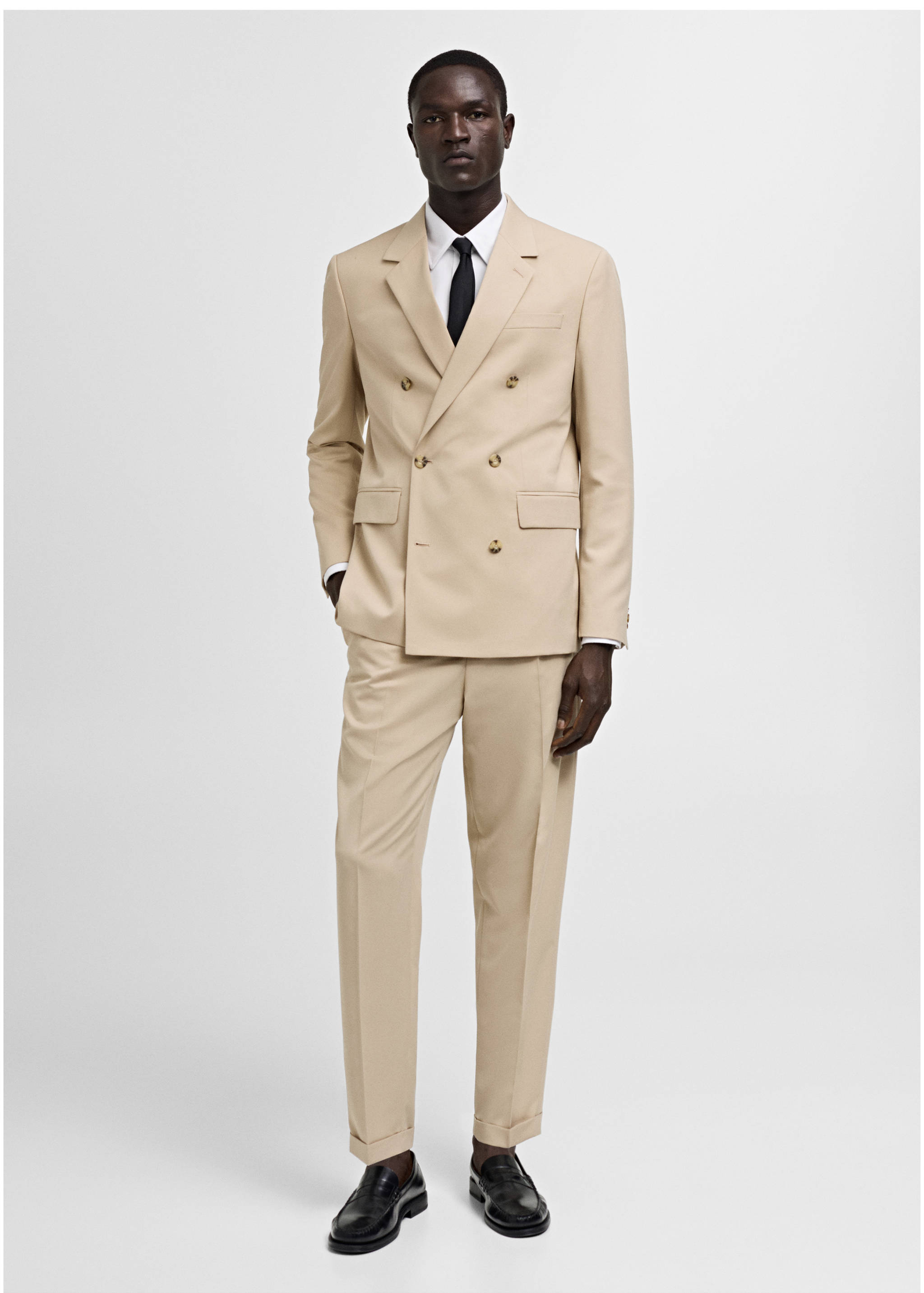 Double-breasted regular-fit suit jacket - General plane