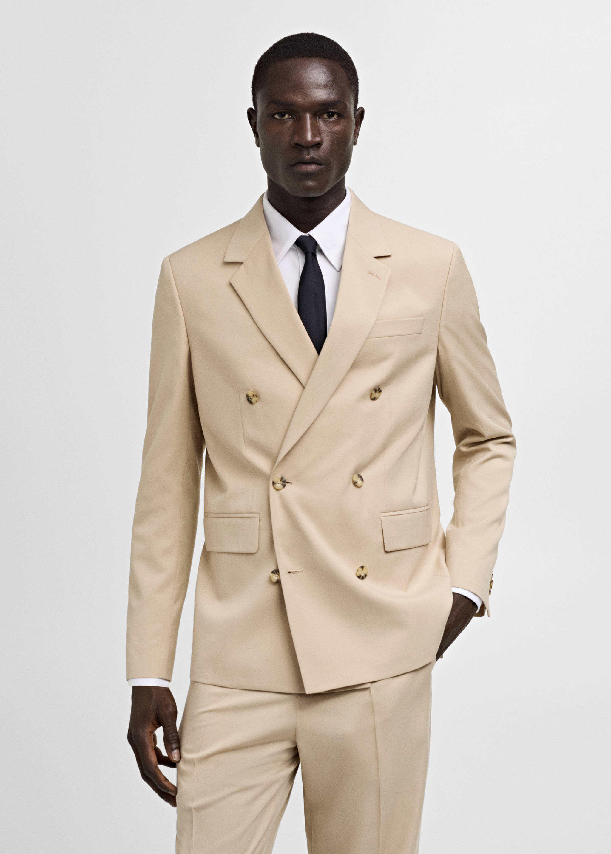 Double-breasted regular-fit suit jacket - Medium plane