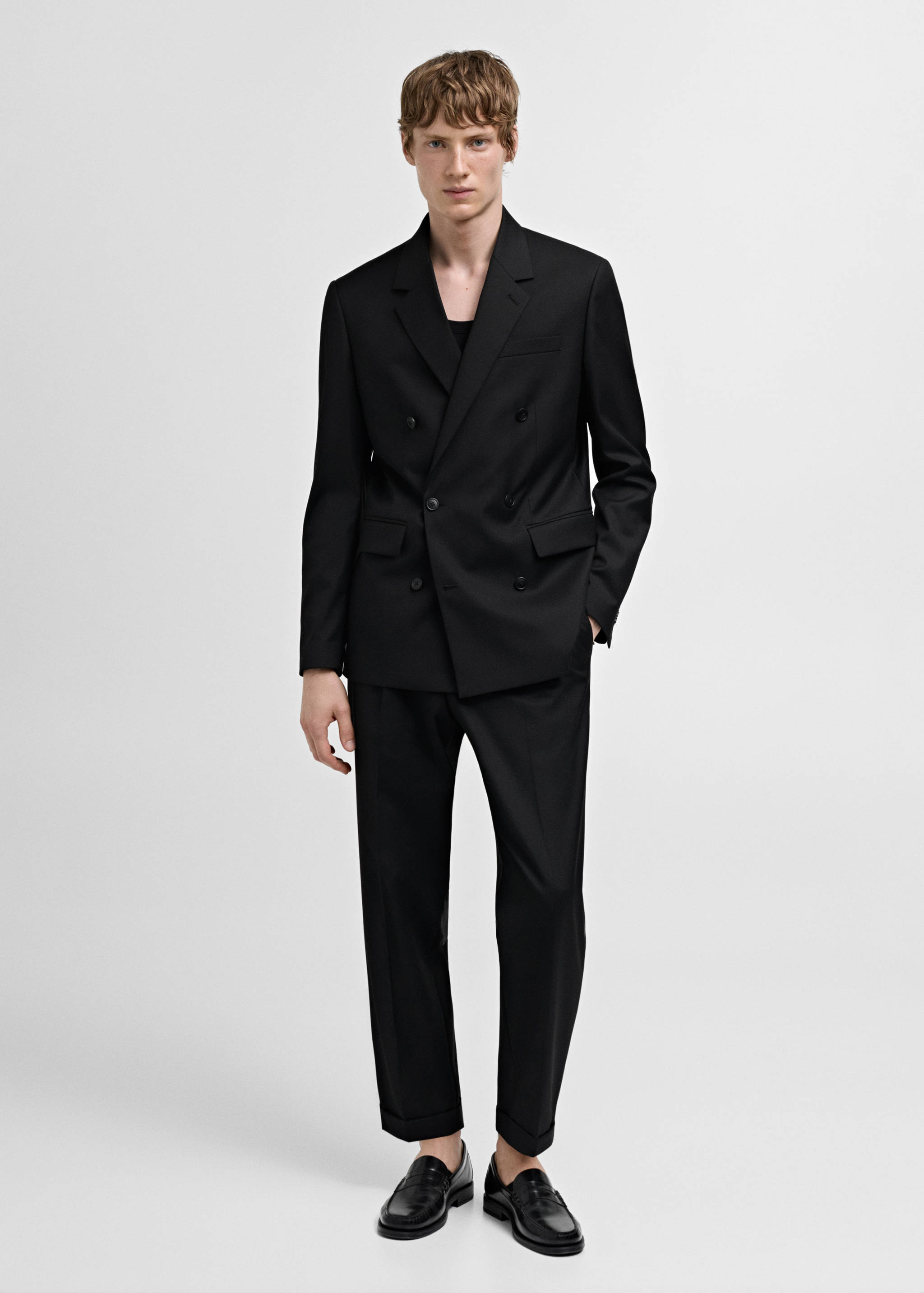 Double-breasted regular-fit suit jacket - General plane