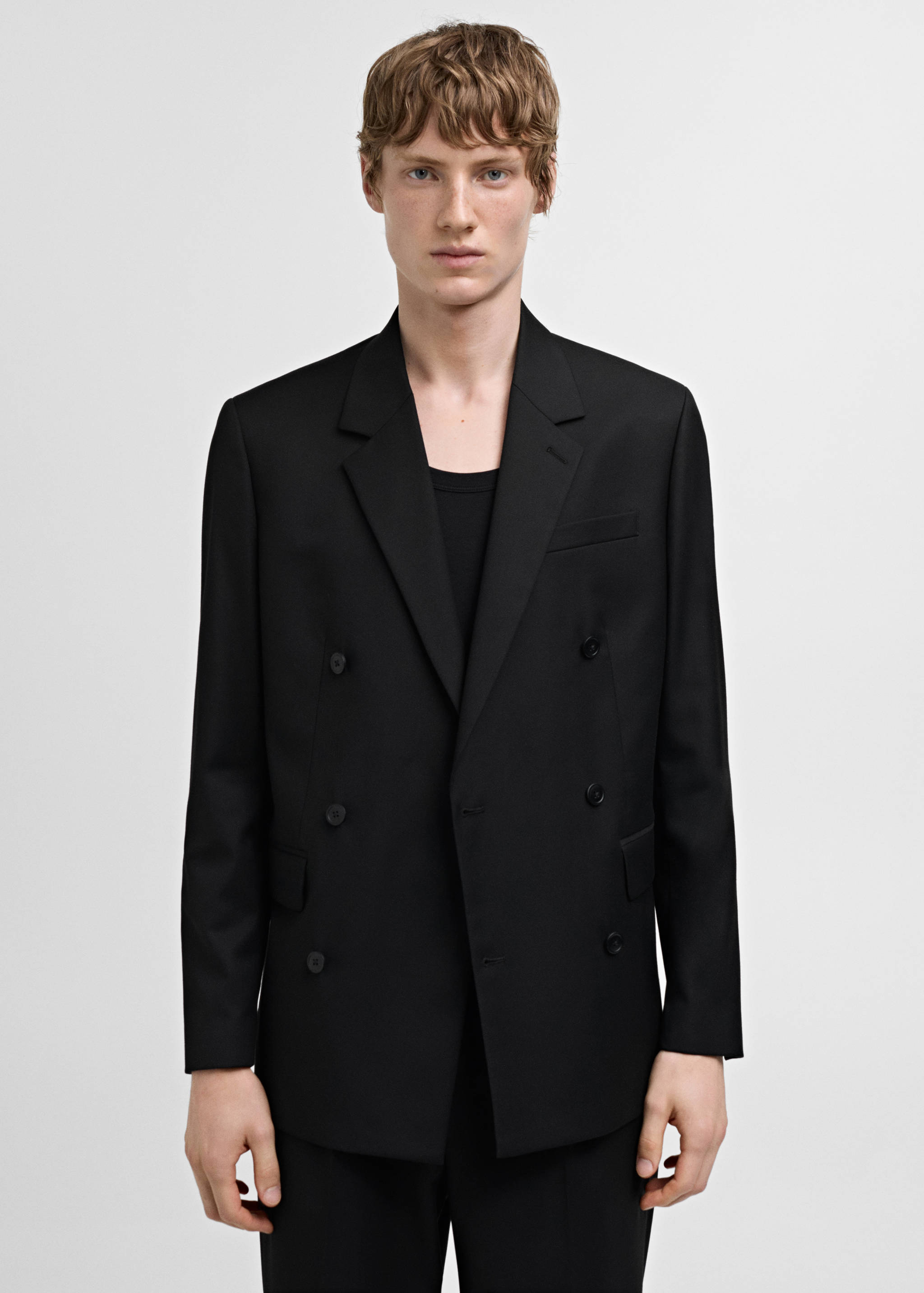 Double-breasted regular-fit suit jacket - Medium plane