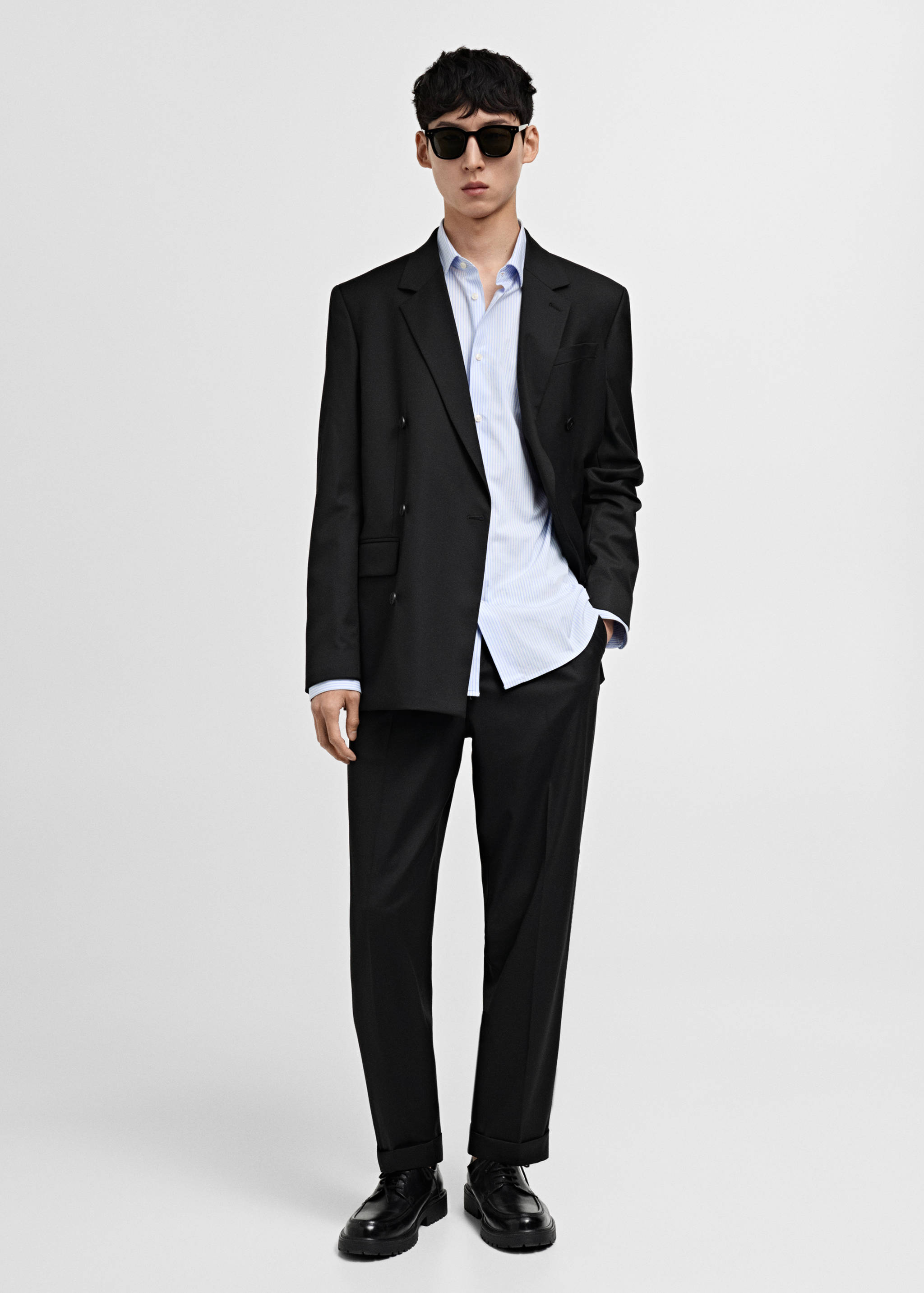 Double-breasted regular-fit suit jacket - General plane