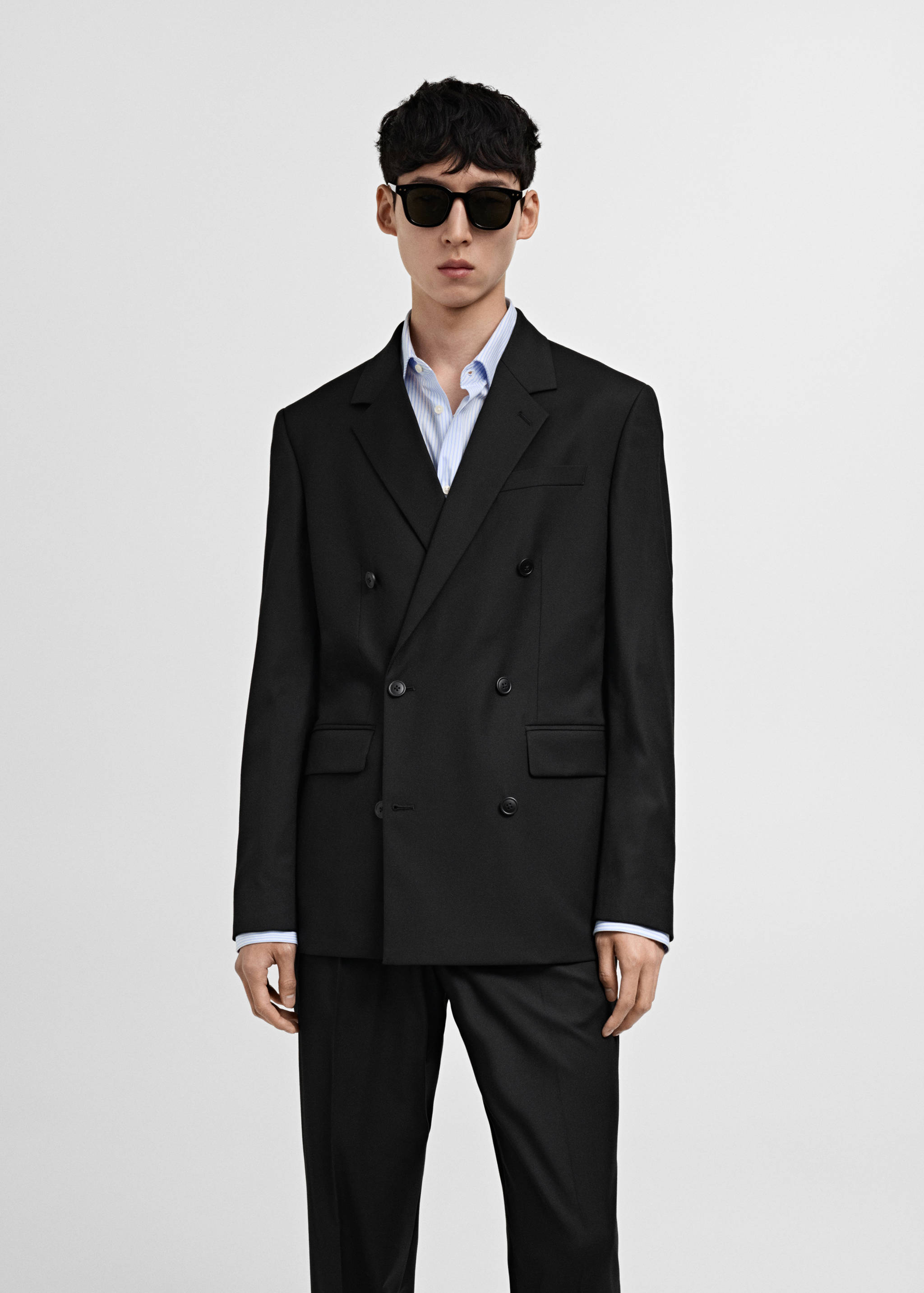 Double-breasted regular-fit suit jacket - Medium plane