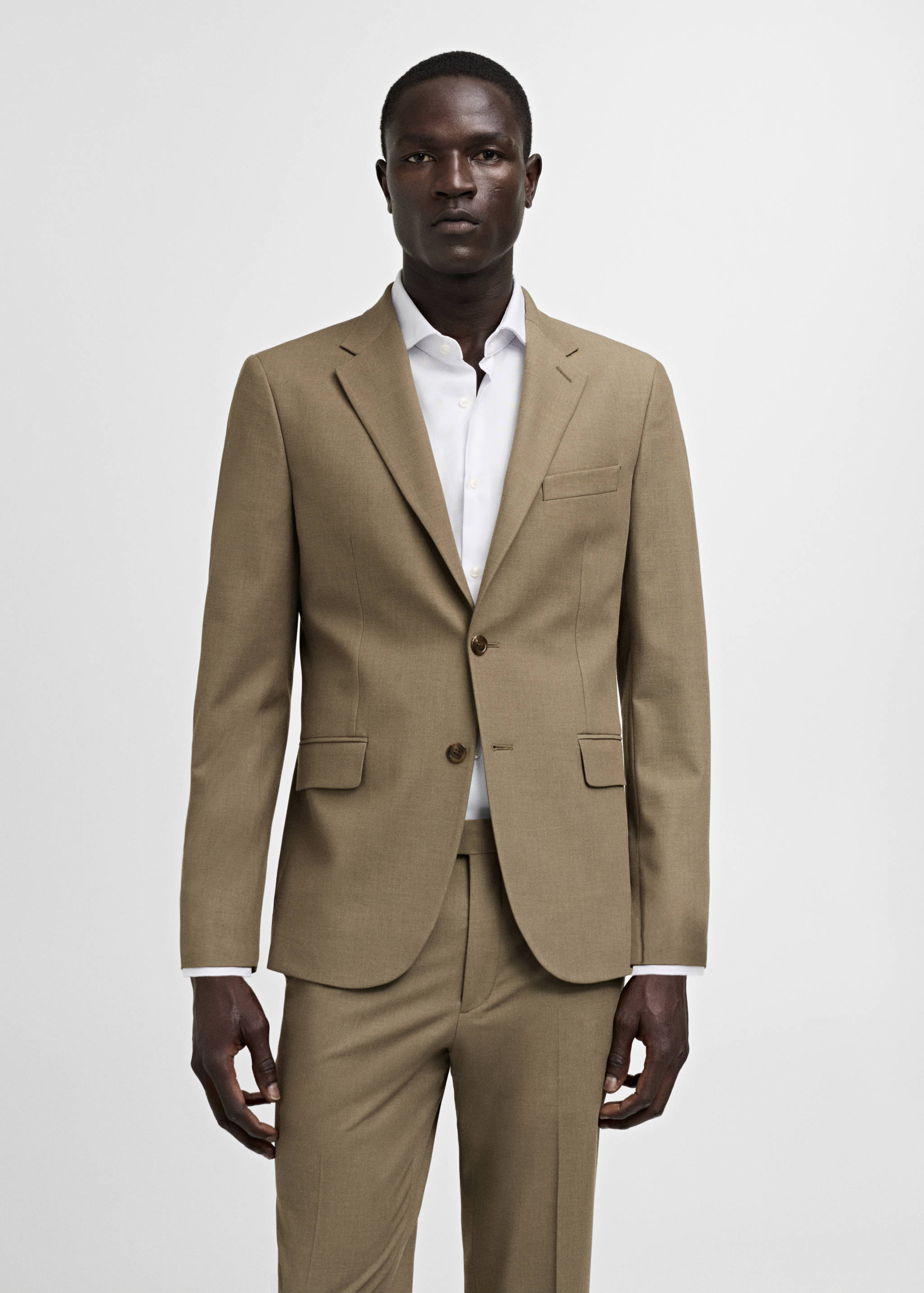 弹力面料修身西装夹克 - null