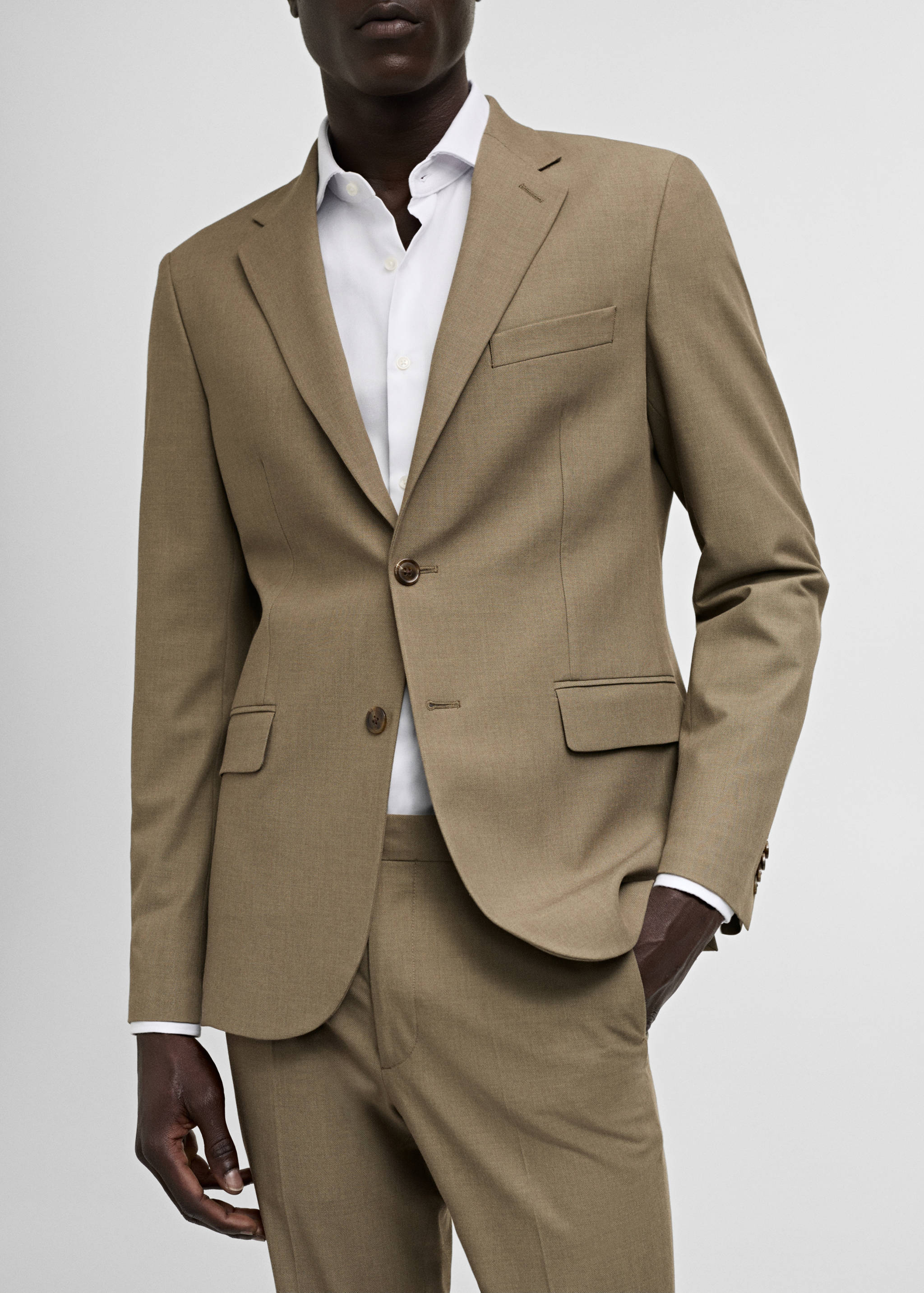 弹力面料修身西装夹克 - null