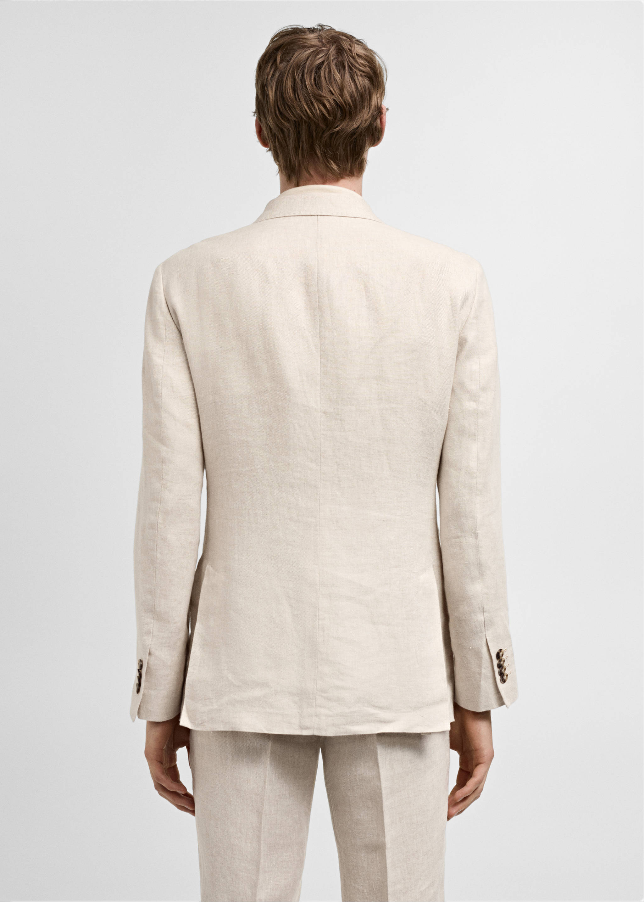 Americana traje slim fit 100% lino - Reverso del artículo, Beige. Ref: 77010585-01.