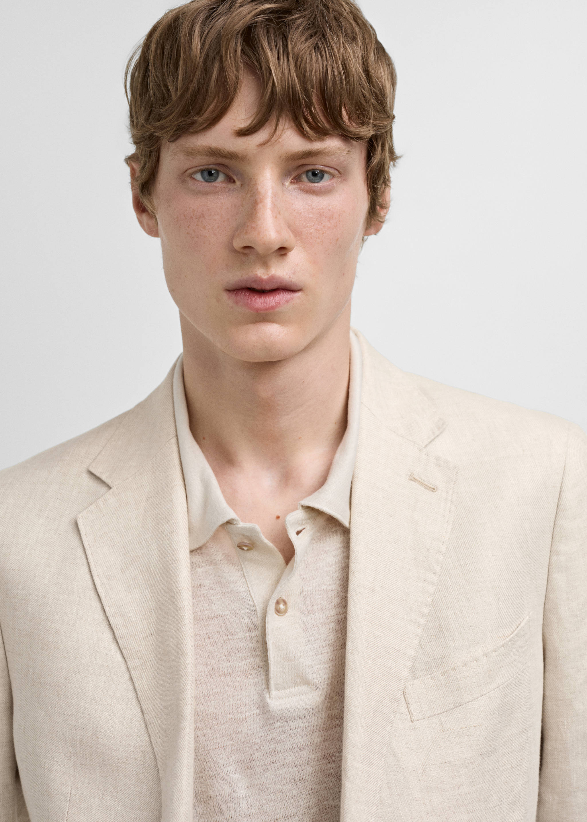 Americana traje slim fit 100% lino - Detalle del artículo 3, Beige. Ref: 77010585-01.