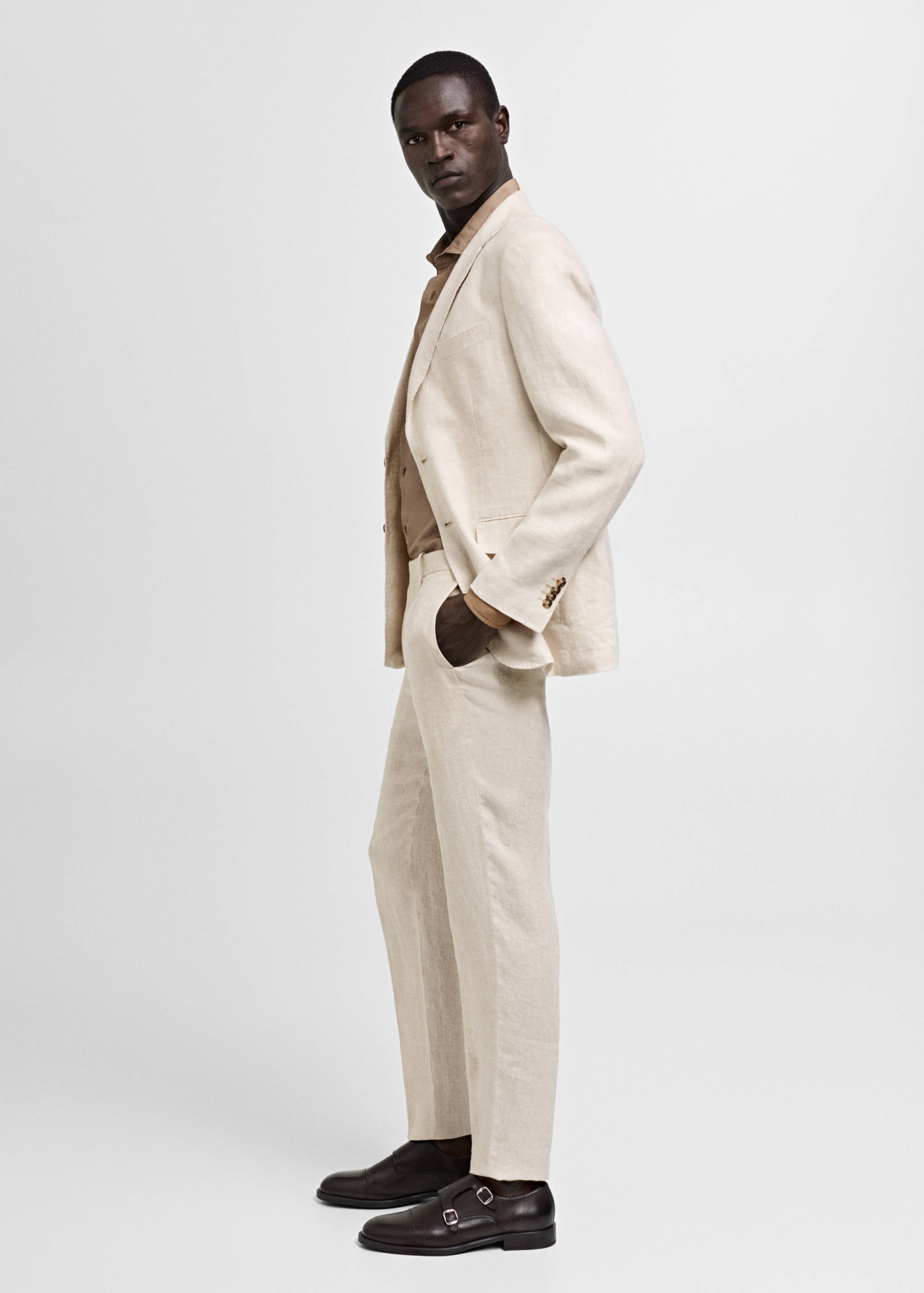 100% linen slim-fit suit jacket - Details of the article 4