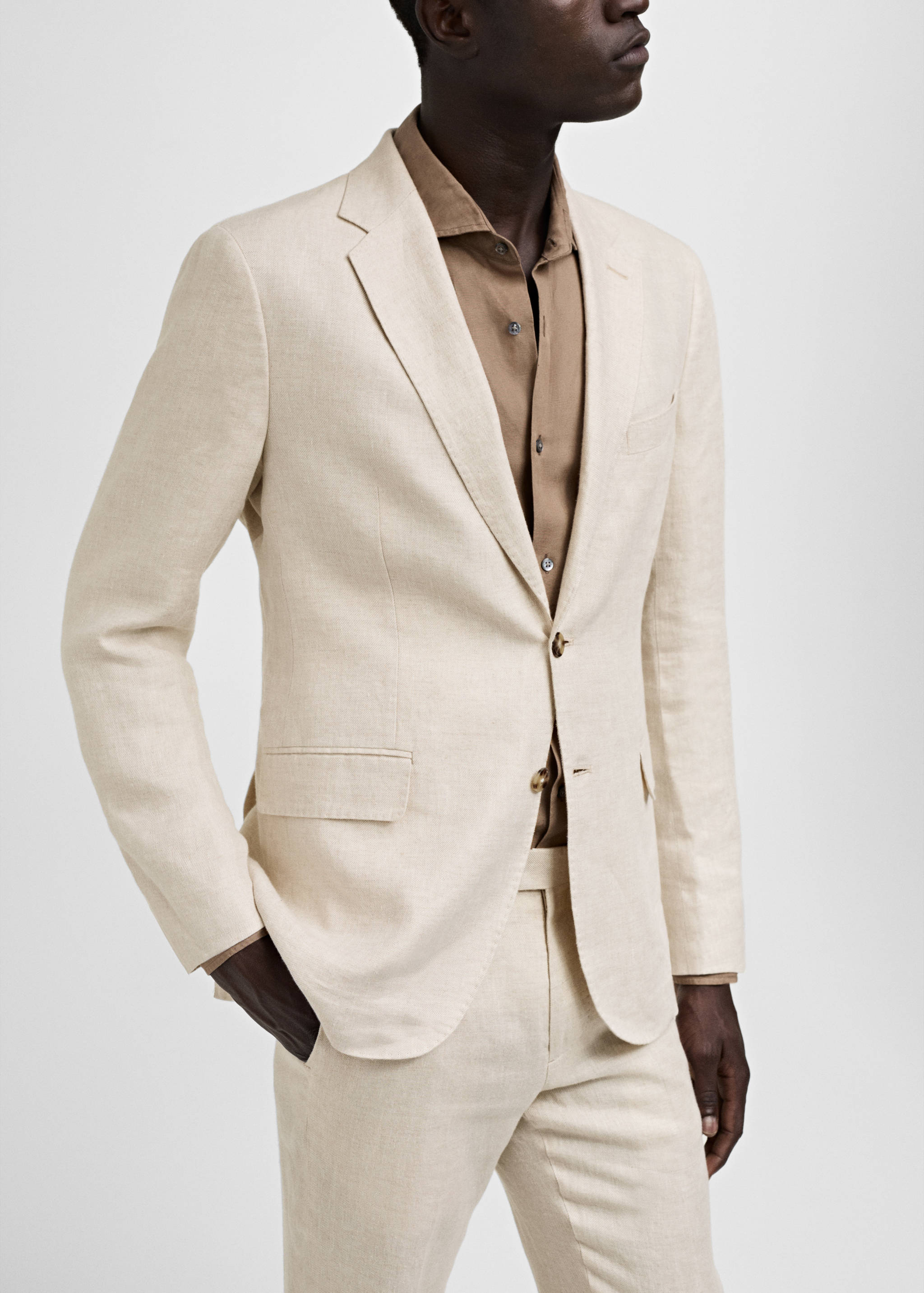 100% linen slim-fit suit jacket - Details of the article 2