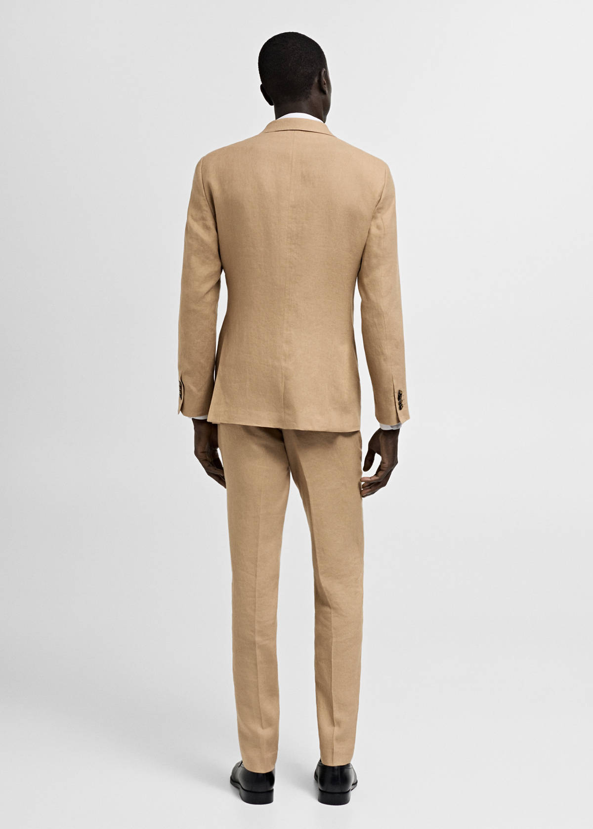 100% linen slim-fit suit jacket — Medium Brown