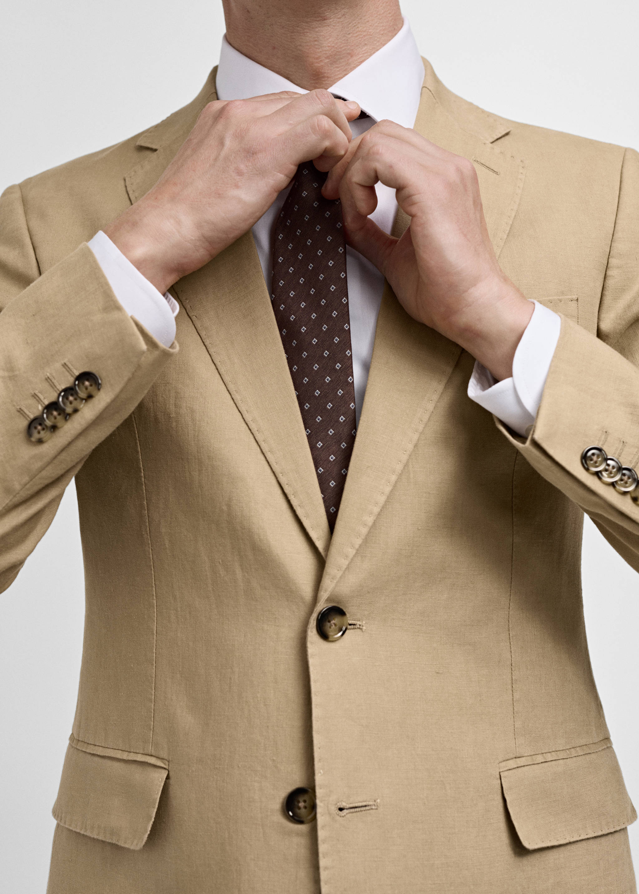 100% linen slim-fit suit jacket - Details of the article 3