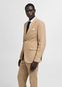 100% linen slim-fit suit jacket — Medium Brown 5
