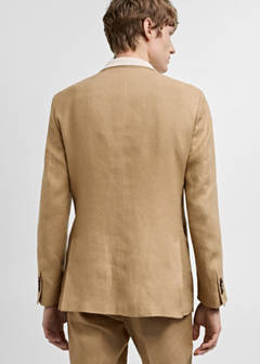 100% linen slim-fit suit jacket — Medium Brown 14