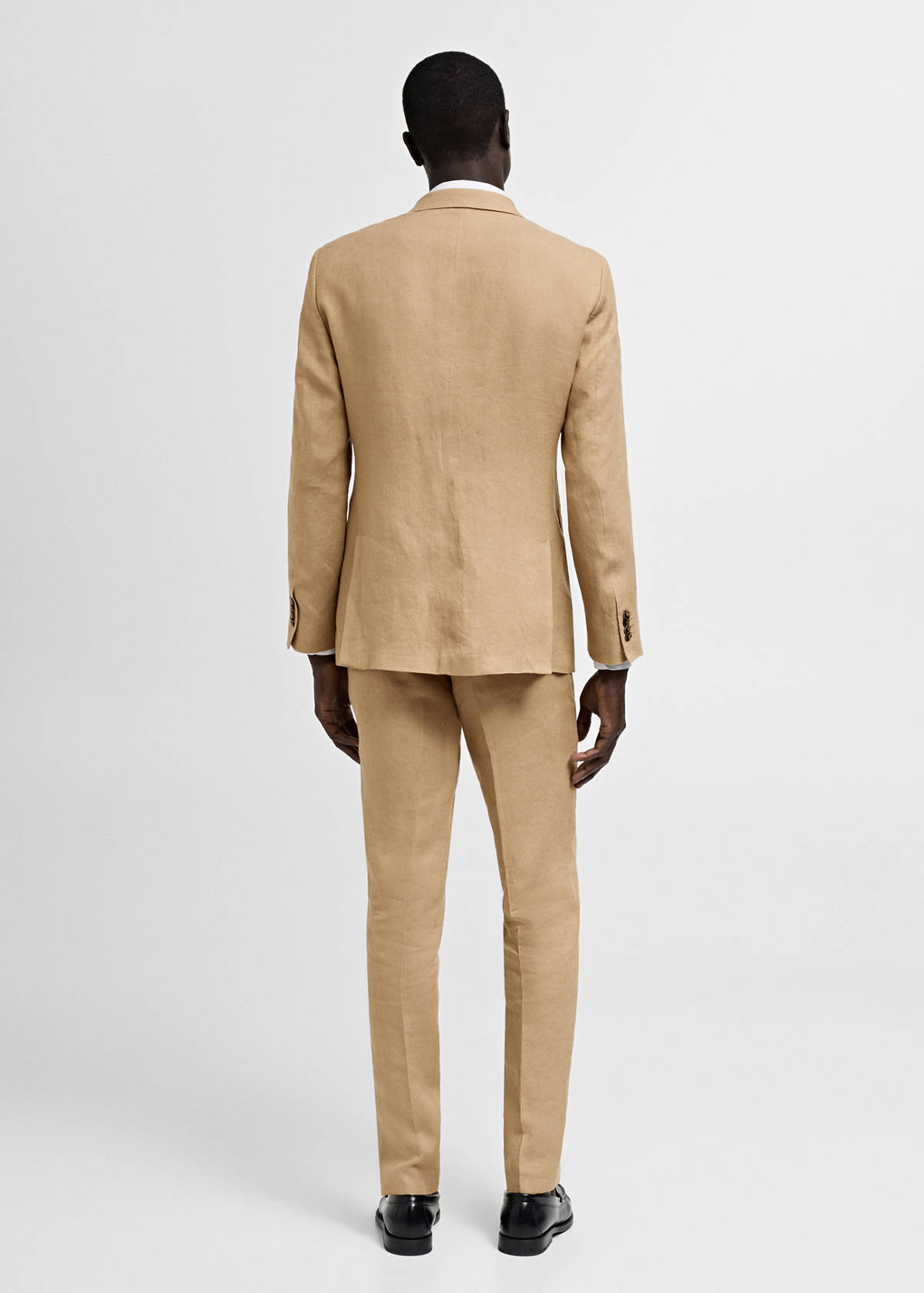 100% linen slim-fit suit jacket — Medium Brown