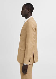 100% linen slim-fit suit jacket — Medium Brown 21