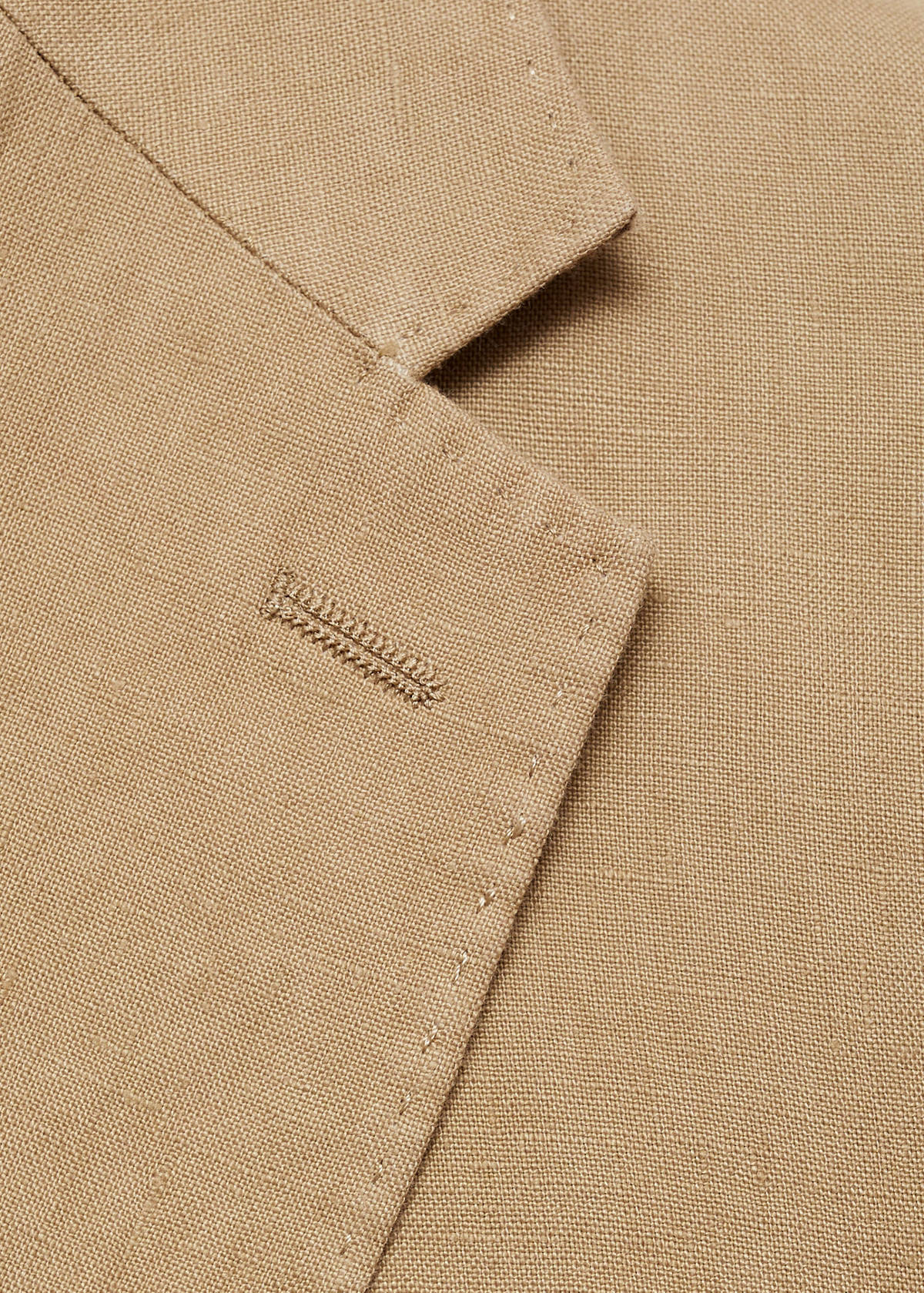 100% linen slim-fit suit jacket — Medium Brown