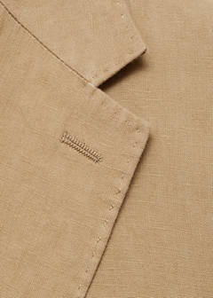 100% linen slim-fit suit jacket — Medium Brown 23