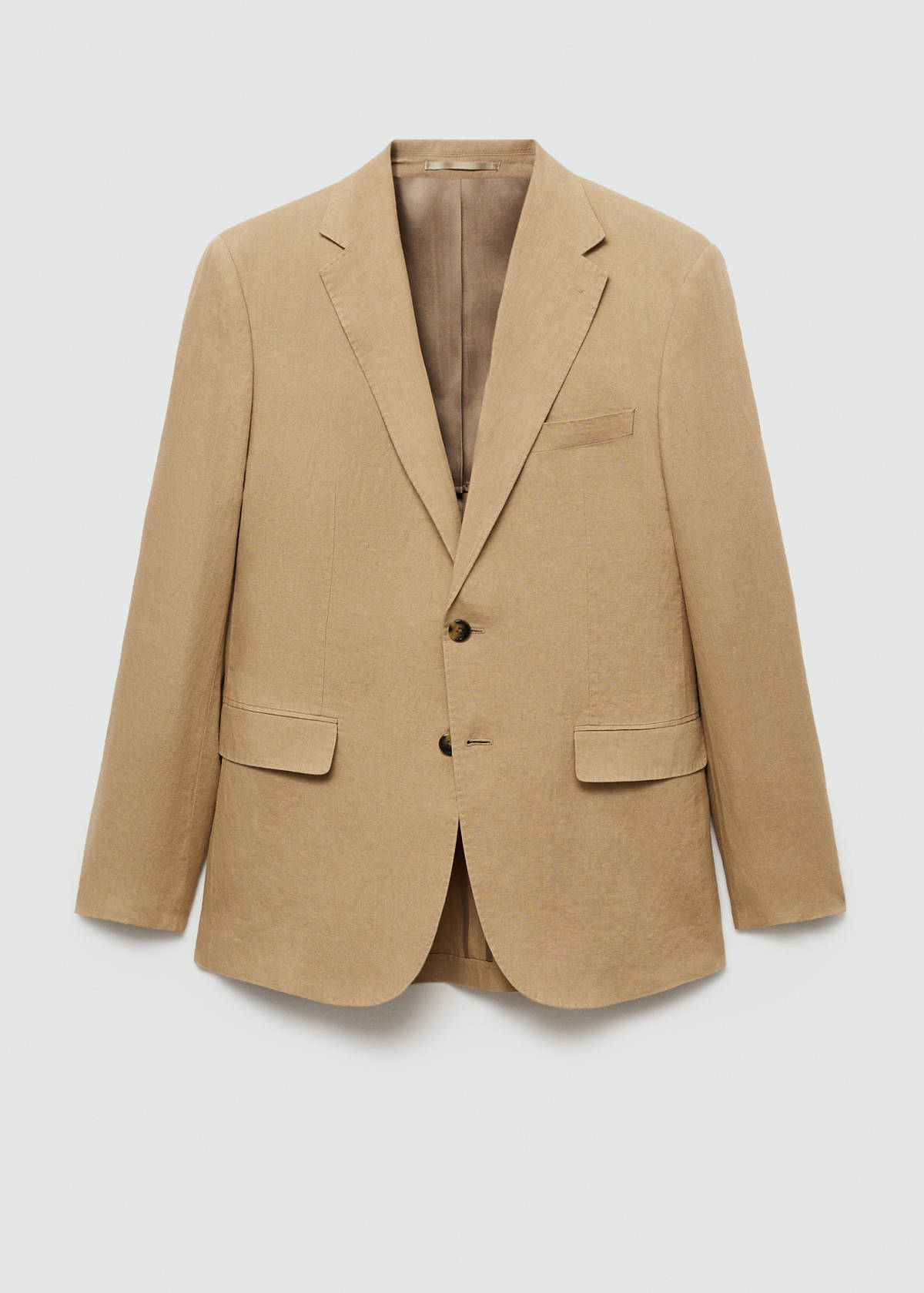 100% linen slim-fit suit jacket — Medium Brown