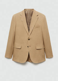 100% linen slim-fit suit jacket — Medium Brown 9