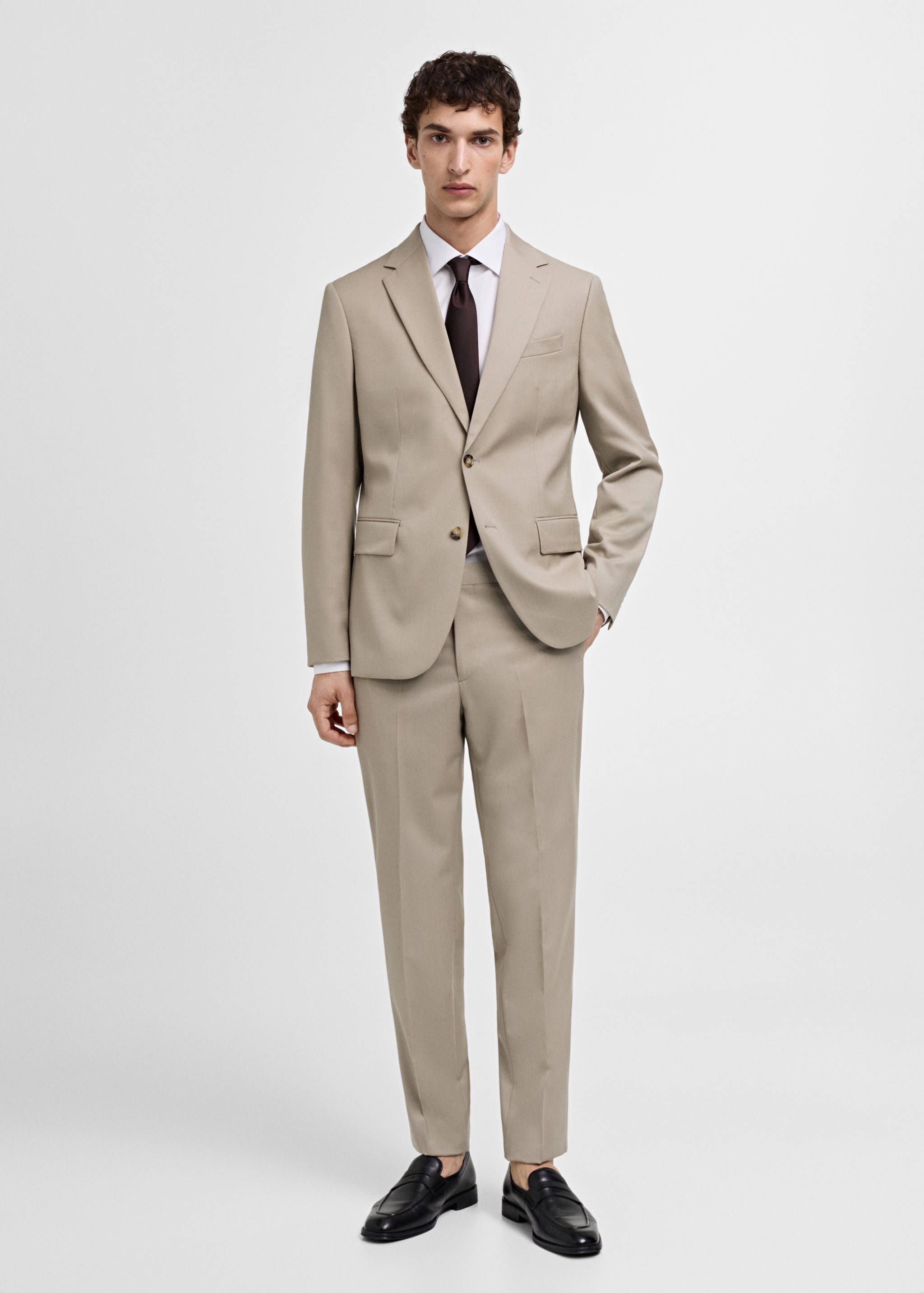 100% virgin wool slim-fit suit jacket - General plane