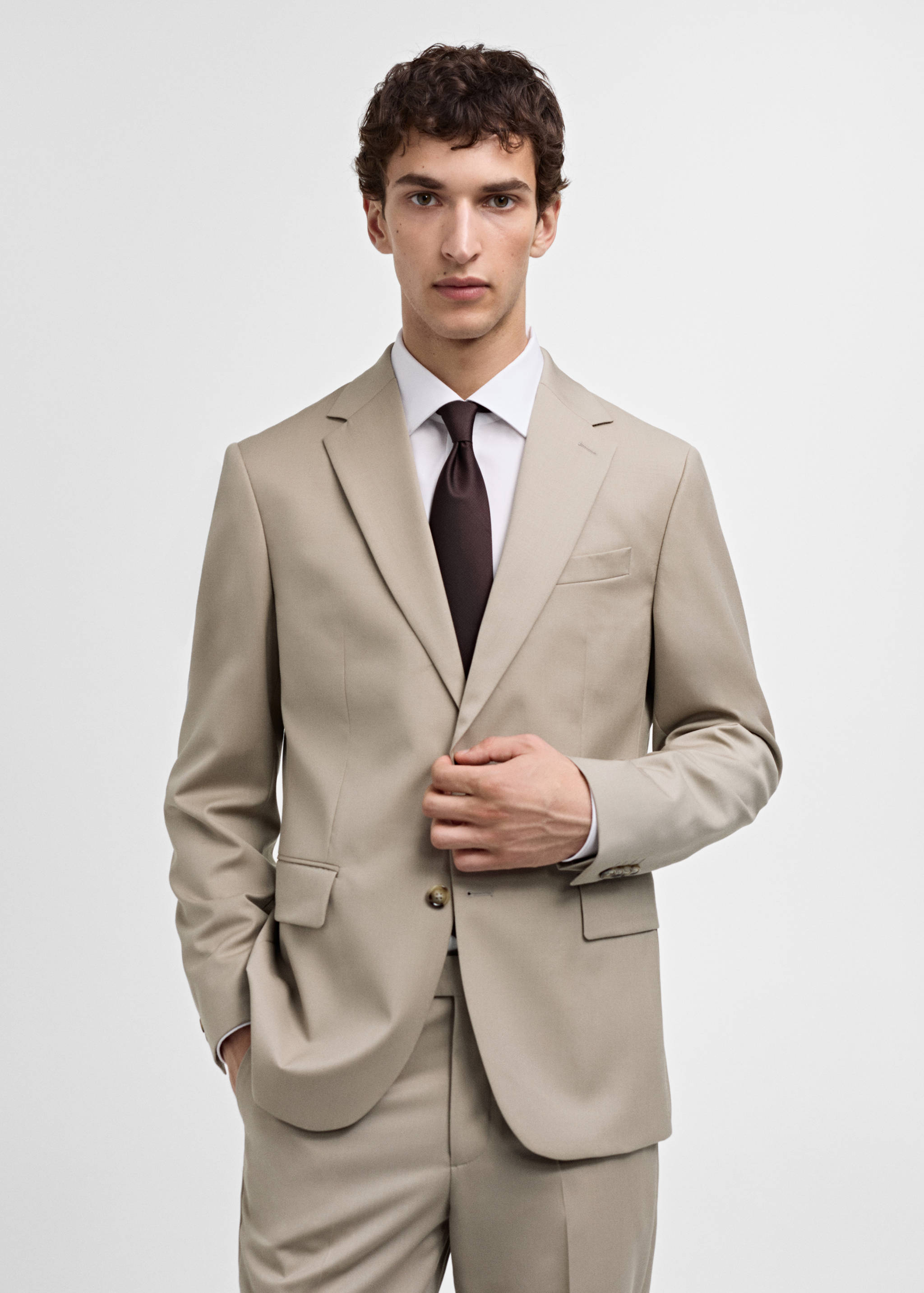 100% virgin wool slim-fit suit jacket - Medium plane